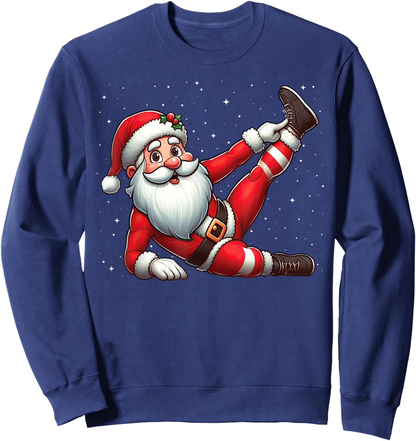 Santa Claus Exercise Gym Fitness Training Christmas Snow , Black, S Sweatshirt - Sweatshirt | Navy