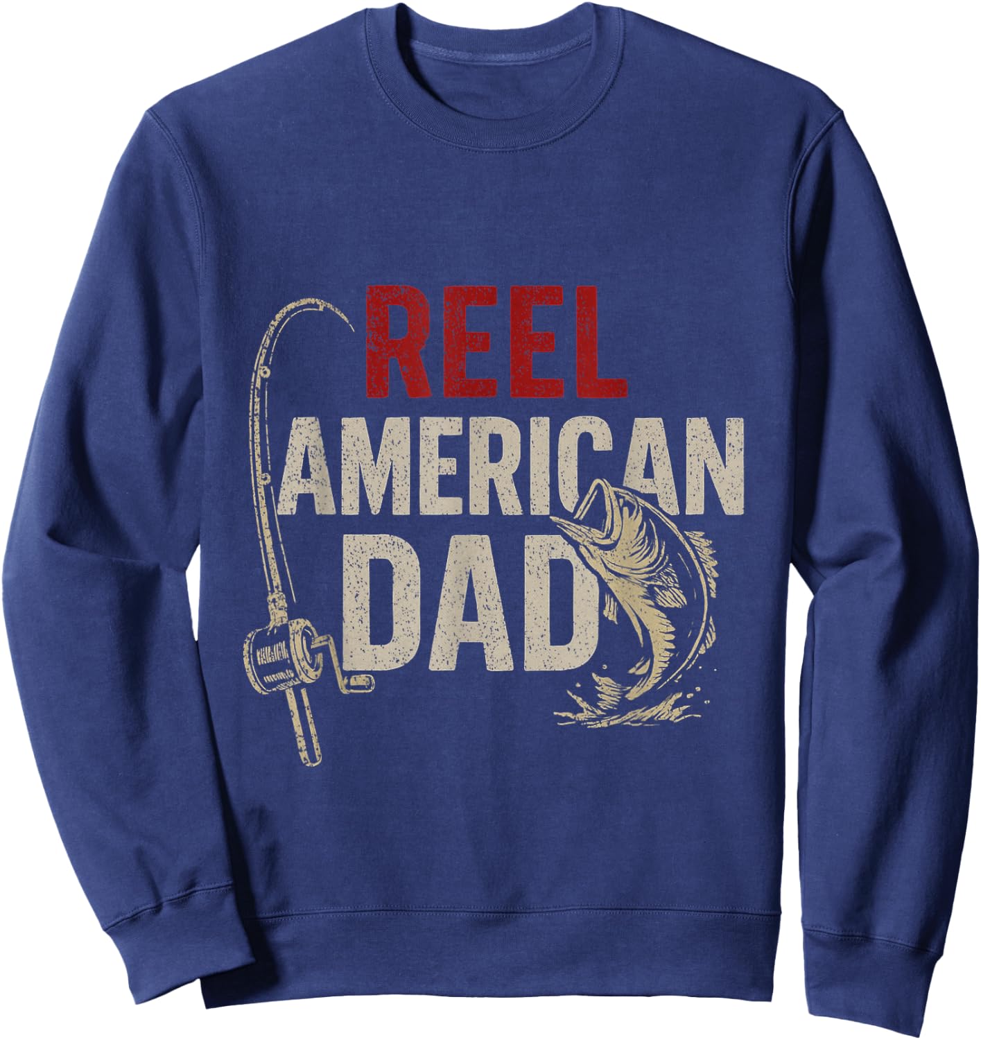 Funny Fisherman Vintage Reel American Dad Sweatshirt - Sweatshirt | Navy
