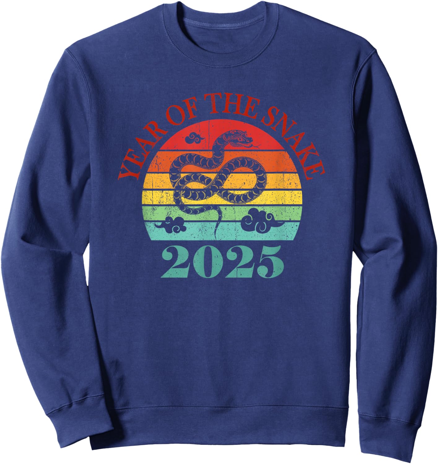 Chinese New Year 2025 Retro Vintage Year of the Snake 2025 Sweatshirt - Sweatshirt | Navy