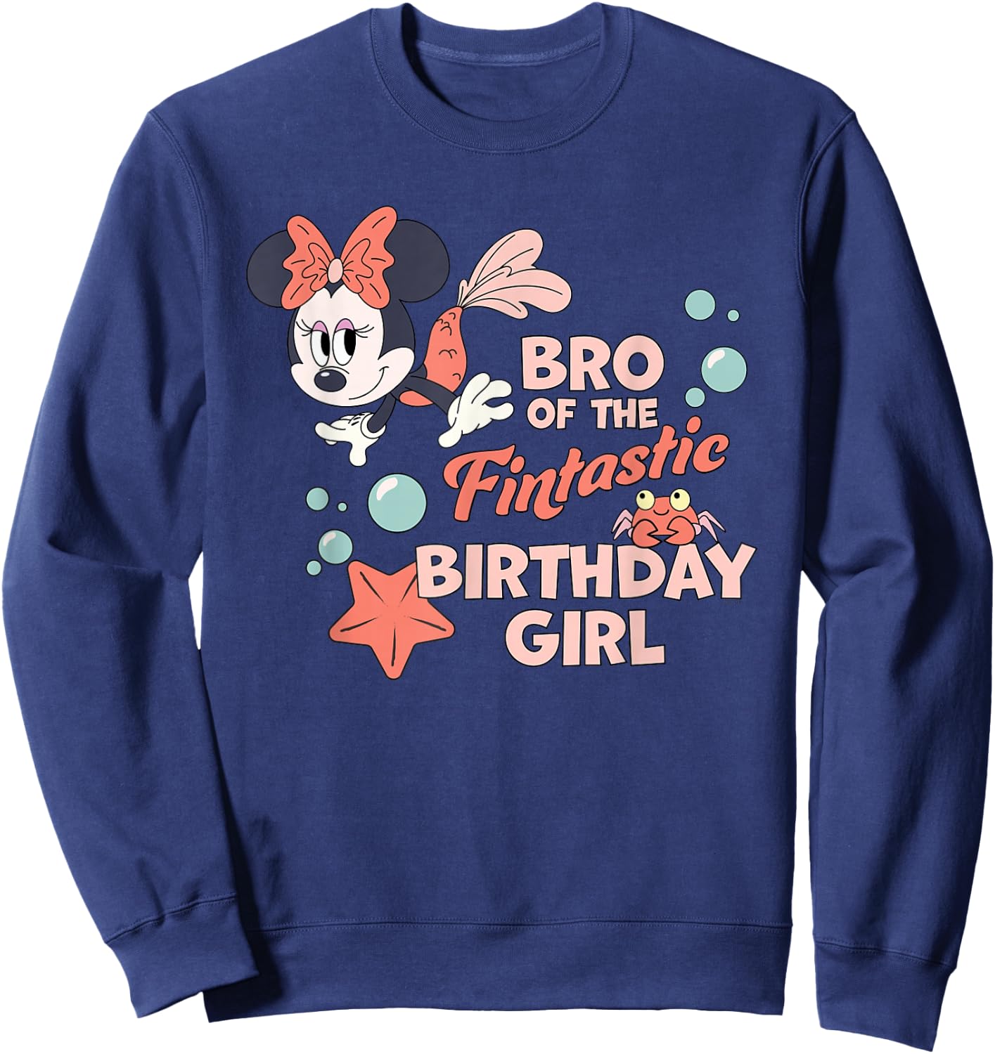 Disney Minnie Mouse Mermaid Bro of The Birthday Girl Sweatshirt - Sweatshirt | Navy