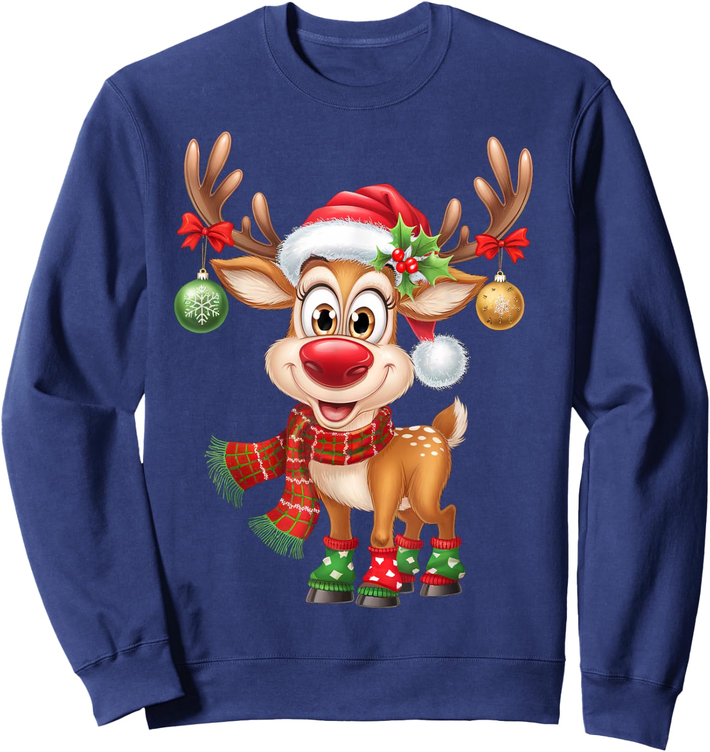 Christmas Reindeer Rudolph Funny Gift , black Sweatshirt - Sweatshirt | Navy