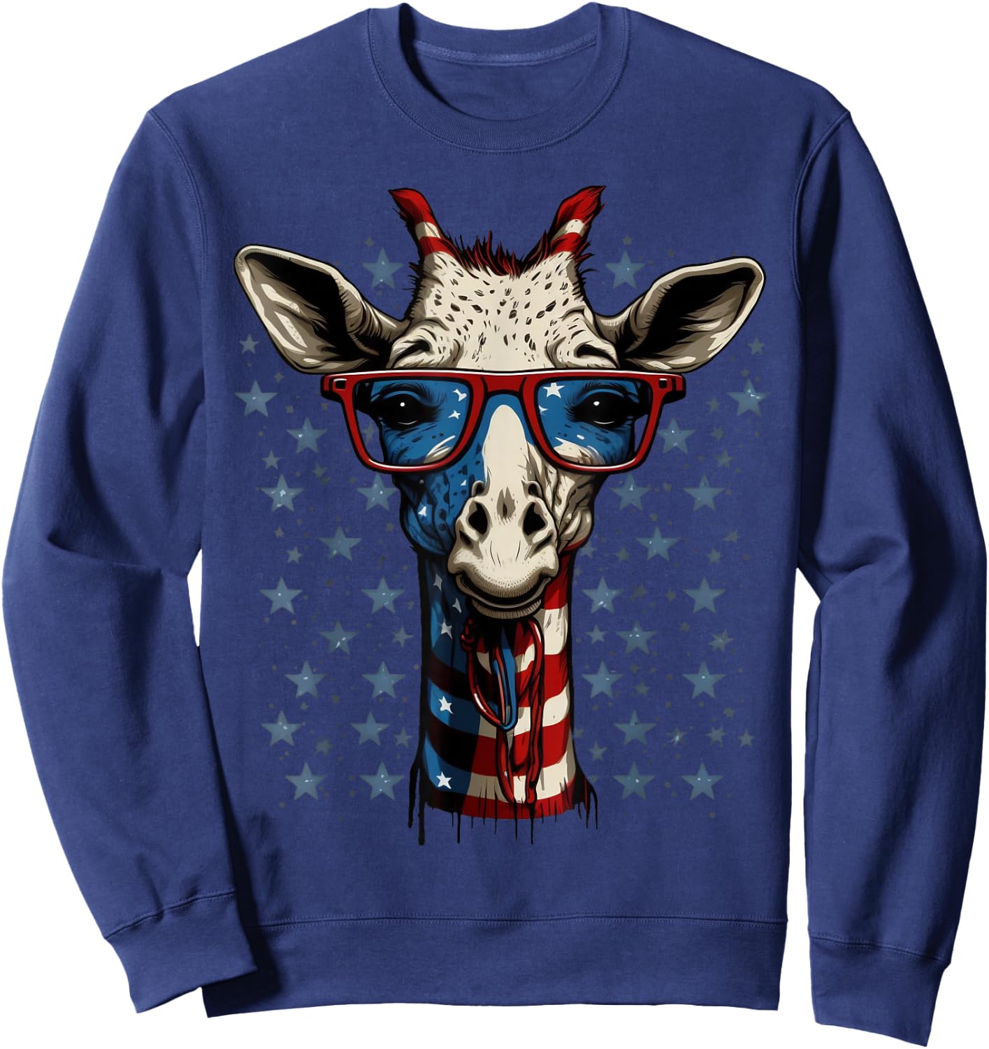 USA 4th Of July Giraffe on Patriotic American Giraffe Kids Men Sweatshirt - Sweatshirt | Navy