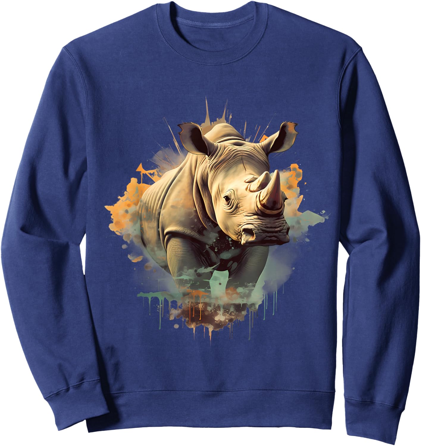 Rhino Savanna Animal Art Rhinoceros Wildlife Motif Nature Sweatshirt - Sweatshirt | Navy