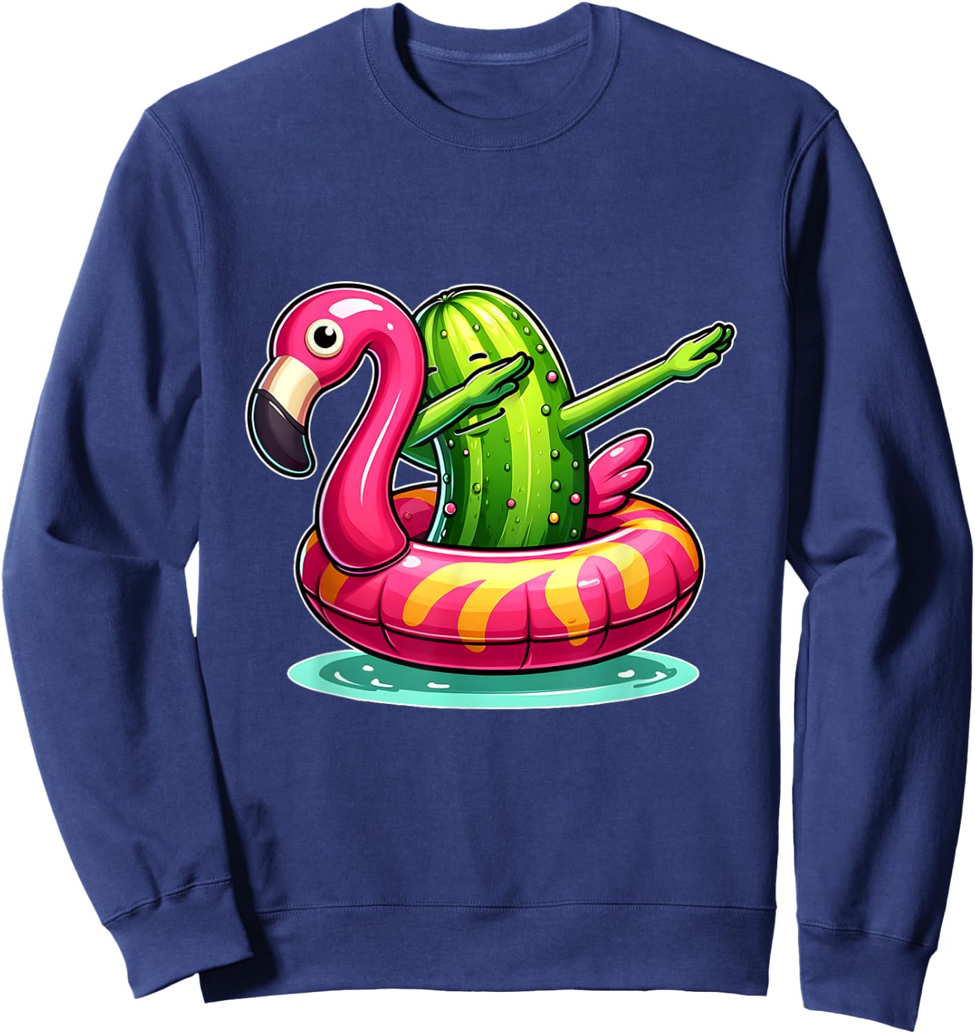 Unique Dabbing Pickle Flamingo Summer Fun Women Kids Sweatshirt - Sweatshirt | Navy