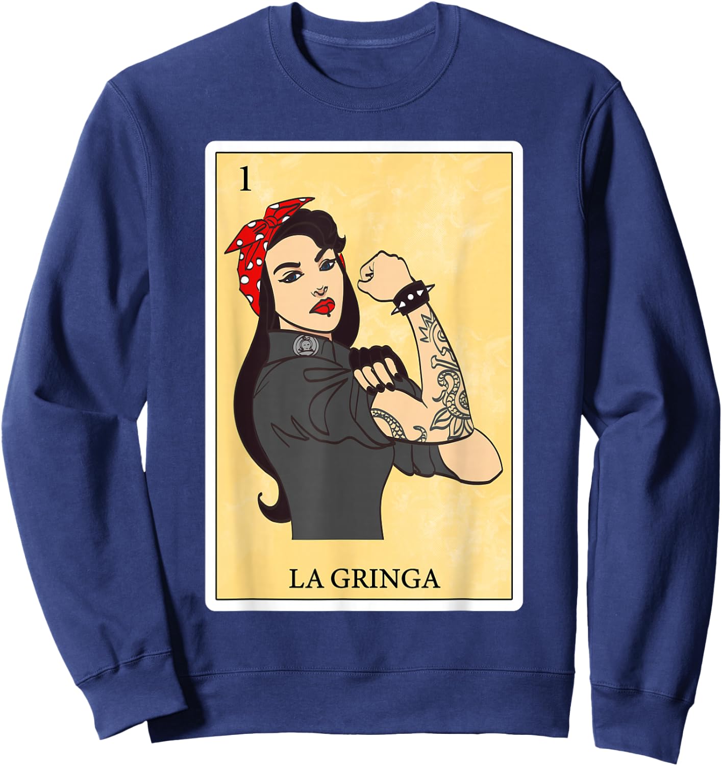 Funny Spanish-Mexican Bingo Gifts for La Gringa - La Gringa Sweatshirt - Sweatshirt | Navy