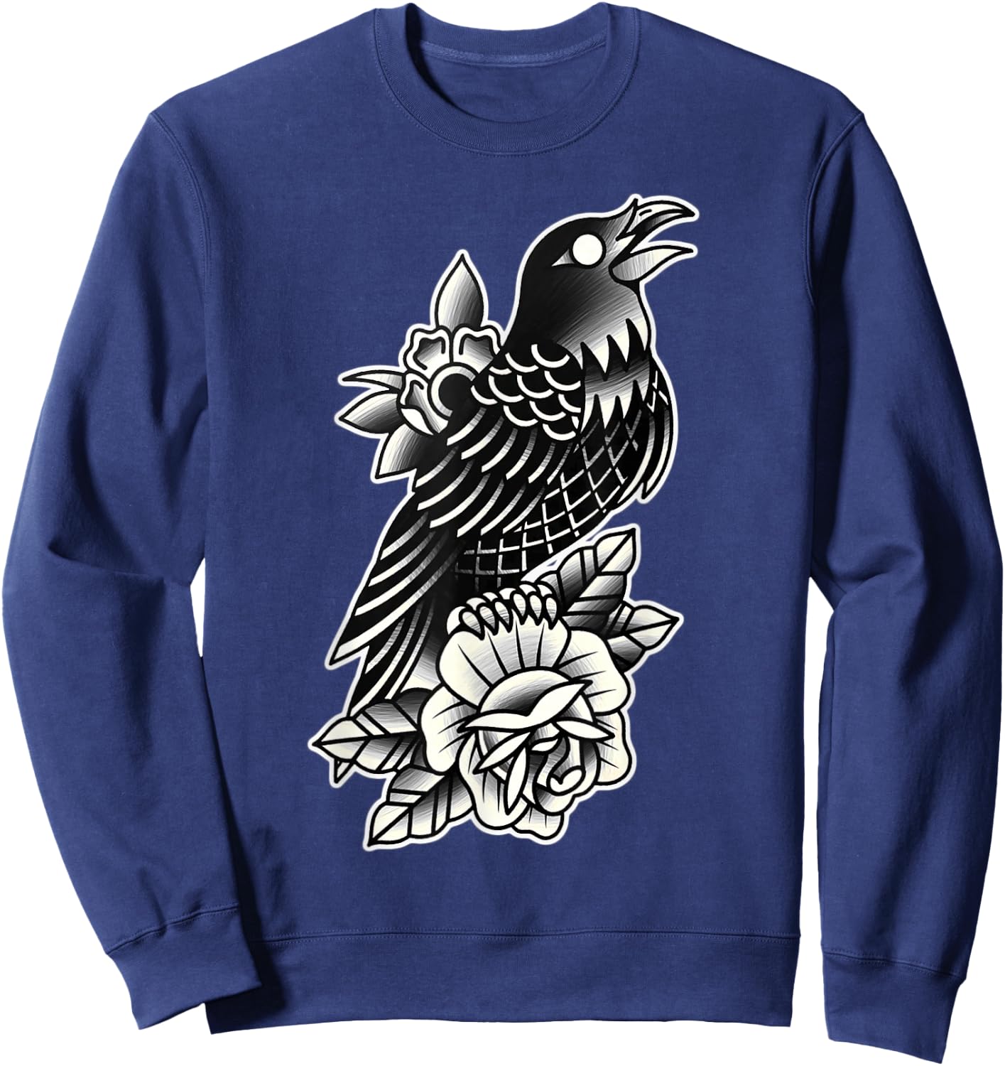 Raven Rose Tattoo Sweatshirt - Sweatshirt | Navy