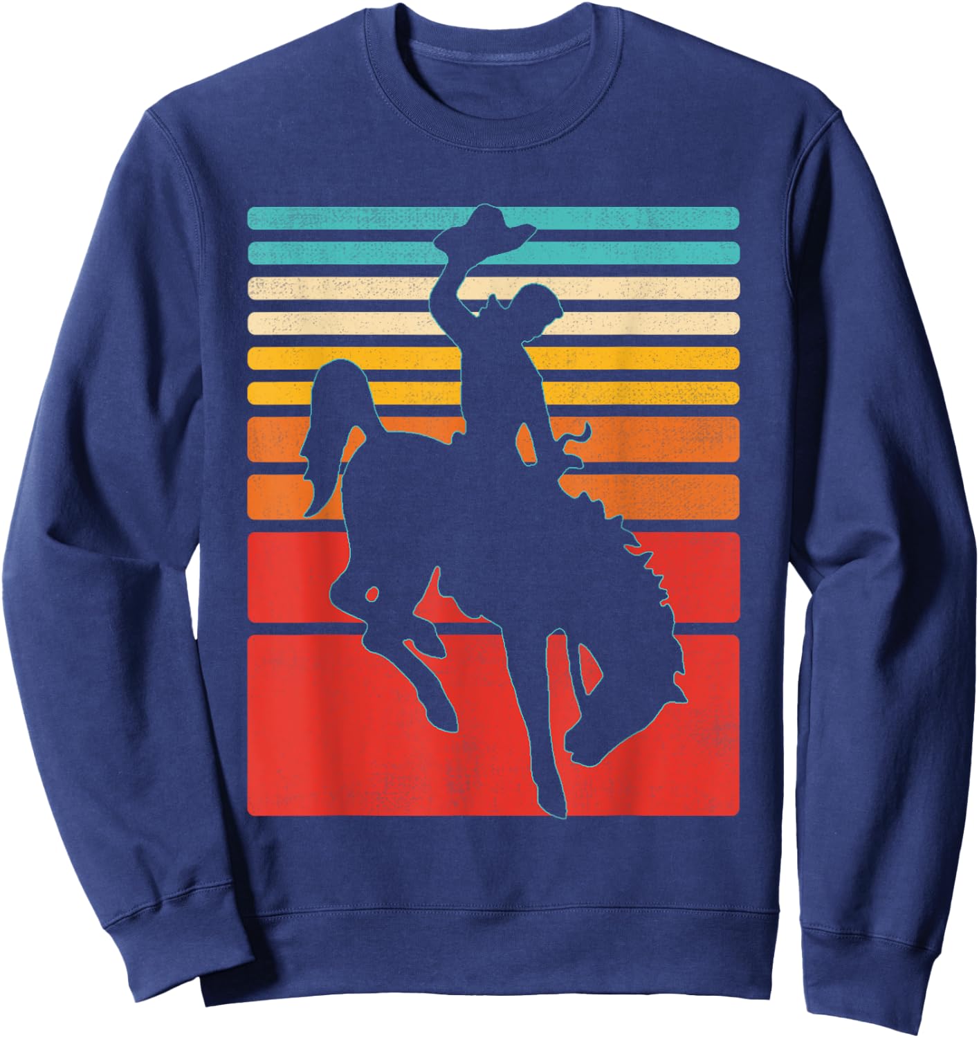 Rodeo Bucking Bronco Horse Retro Style Sweatshirt - Sweatshirt | Navy