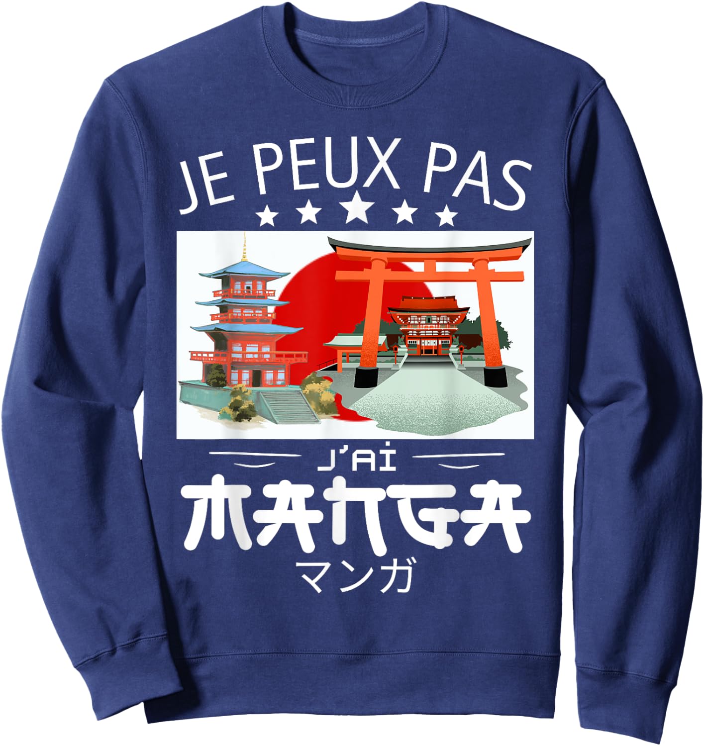 Je Peux Pas J'ai Manga- Japanese otaku manga , Black, S Sweatshirt - Sweatshirt | Navy