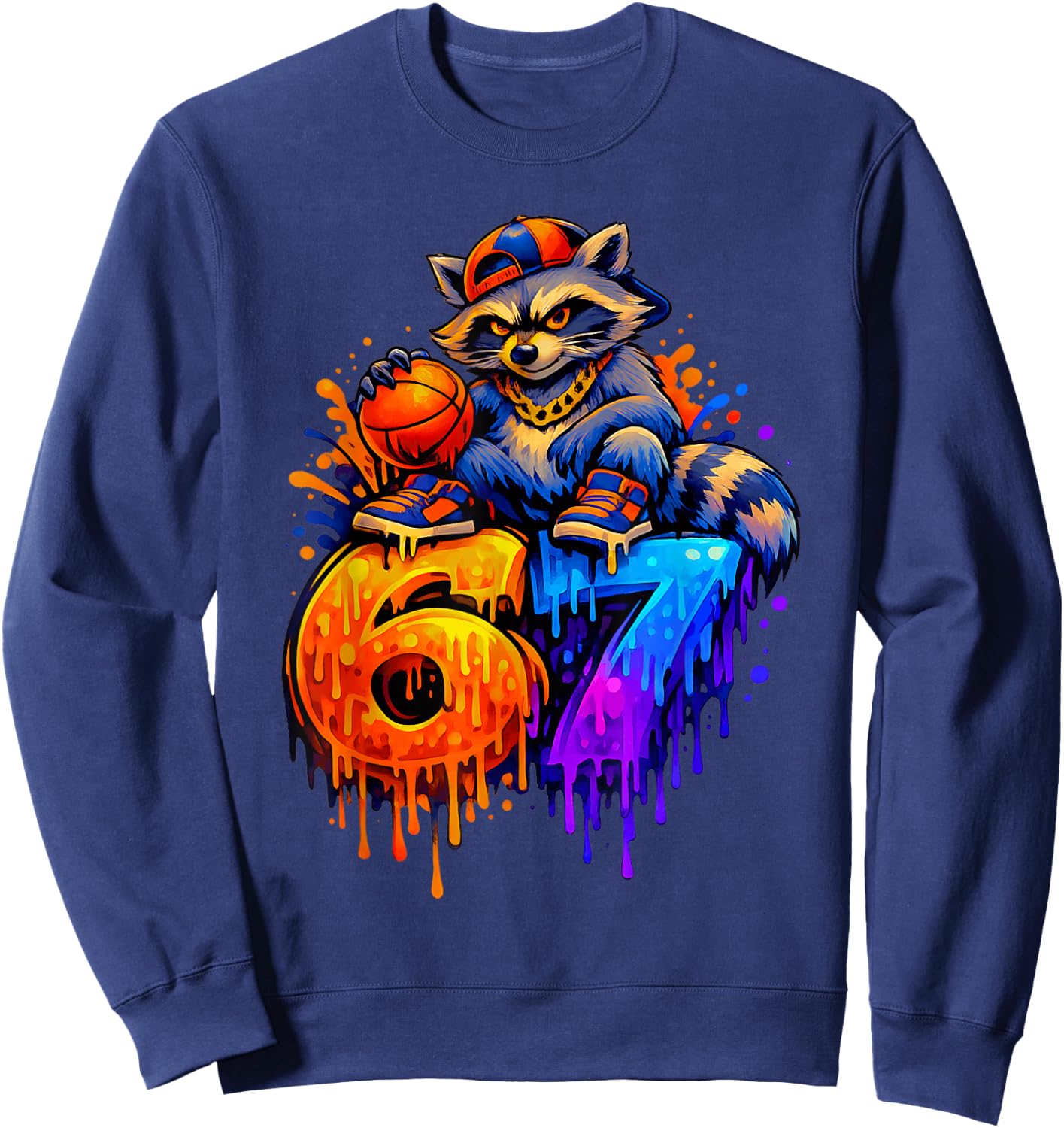 67 Basketball Waschbär Drip Kinder Jungen Jugend Mädchen Brainrot Sweatshirt - Sweatshirt | Navy