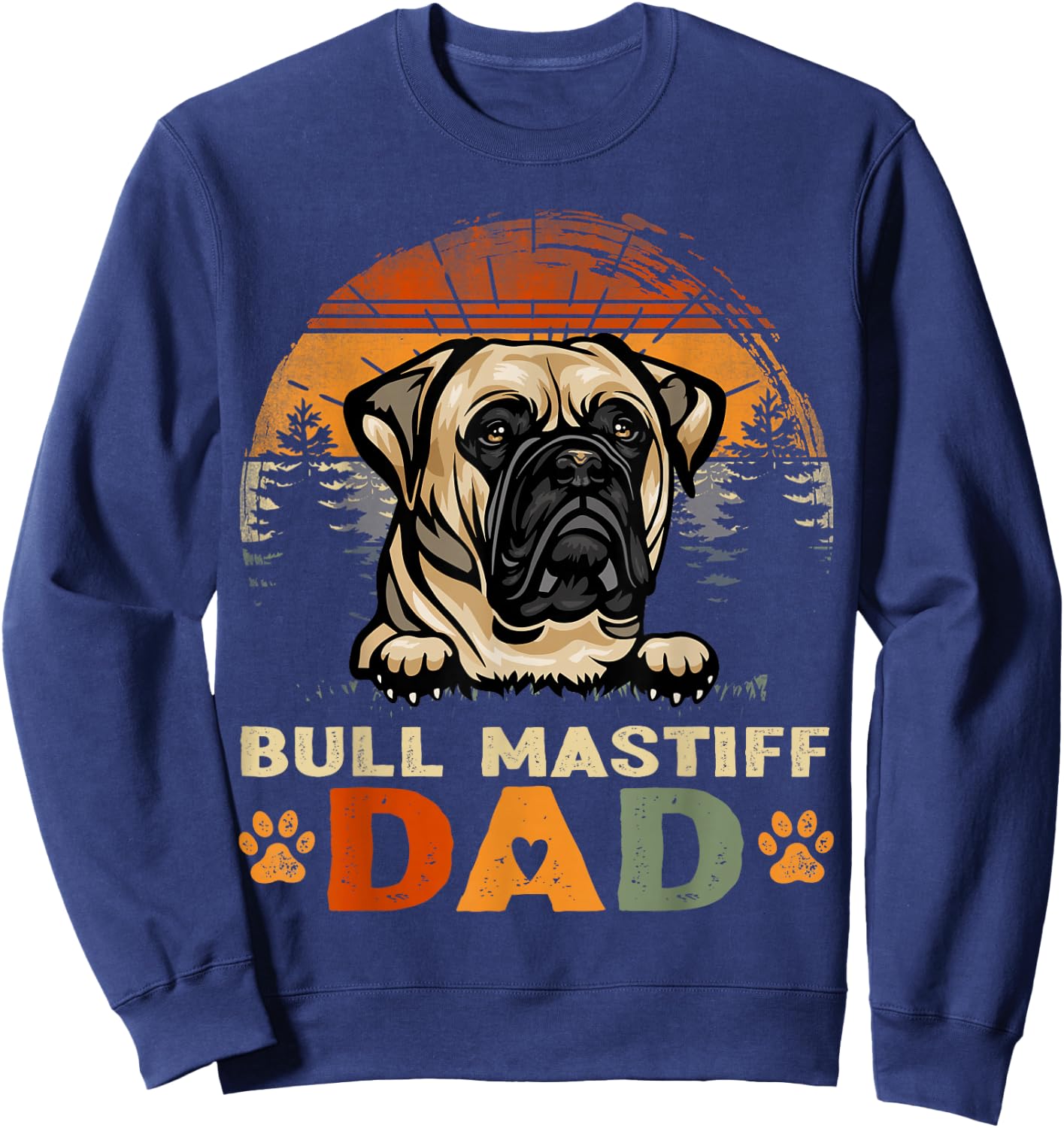 Bull Mastiff Dog Dad Vintage Retro Father's Day Sweatshirt - Sweatshirt | Navy