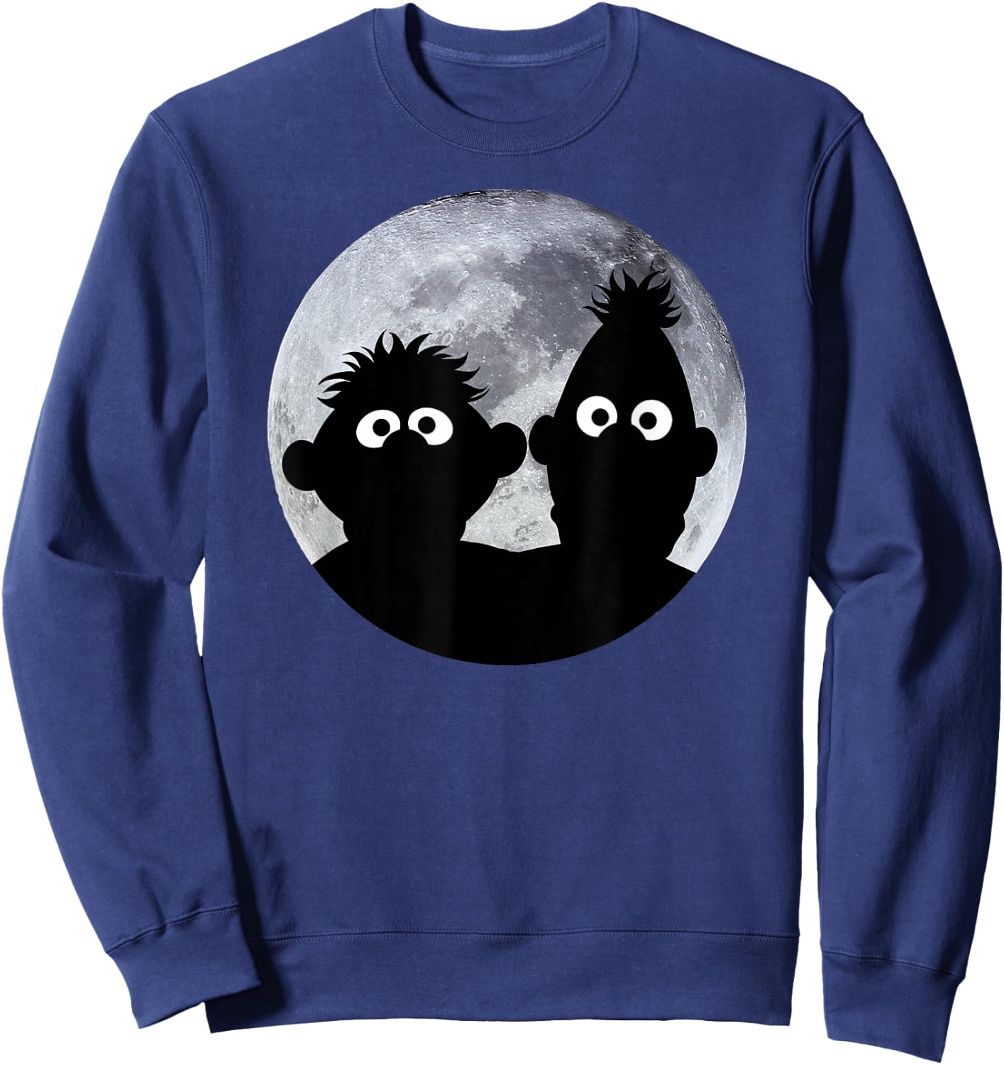 Sesame Street Ernie and Bert in the Moonlight Shadow Moonnight , black Sweatshirt - Sweatshirt | Navy