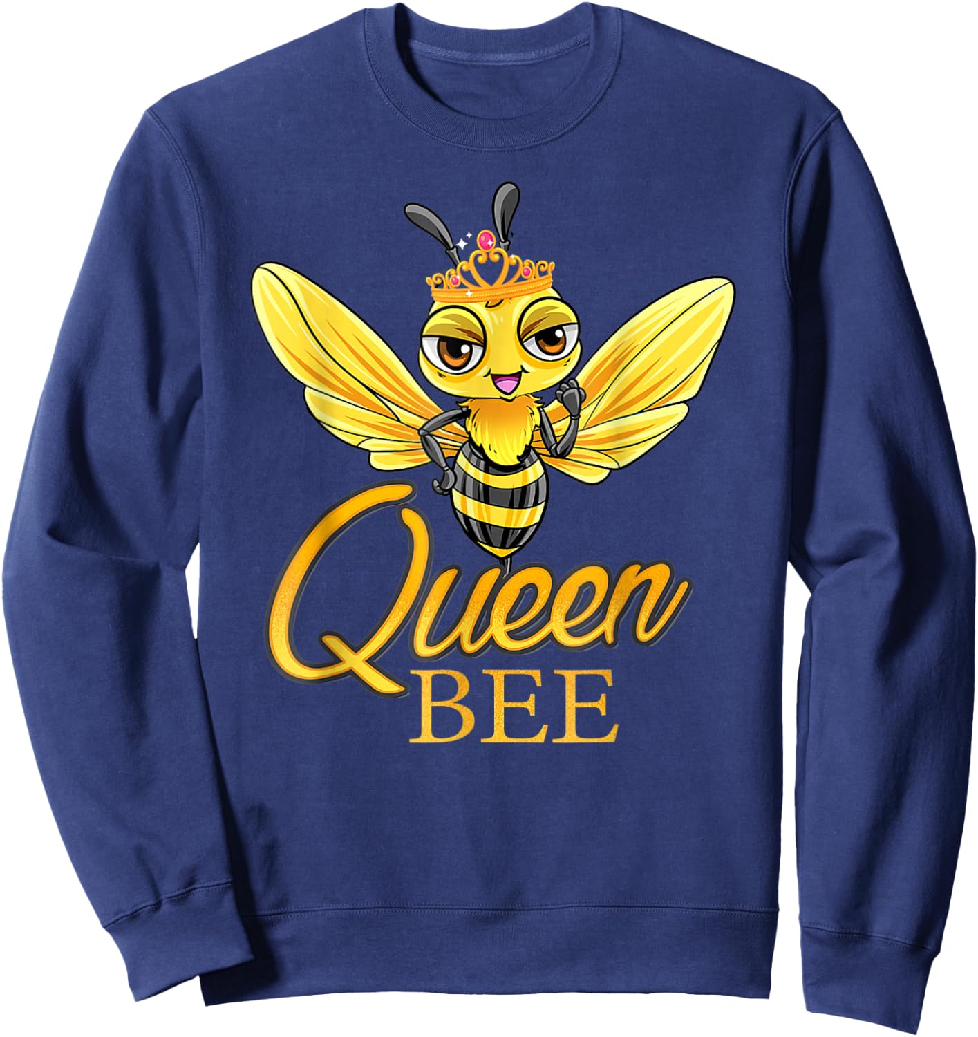 Queen Bee Crown Honey Bee Hive Sweatshirt - Sweatshirt | Navy