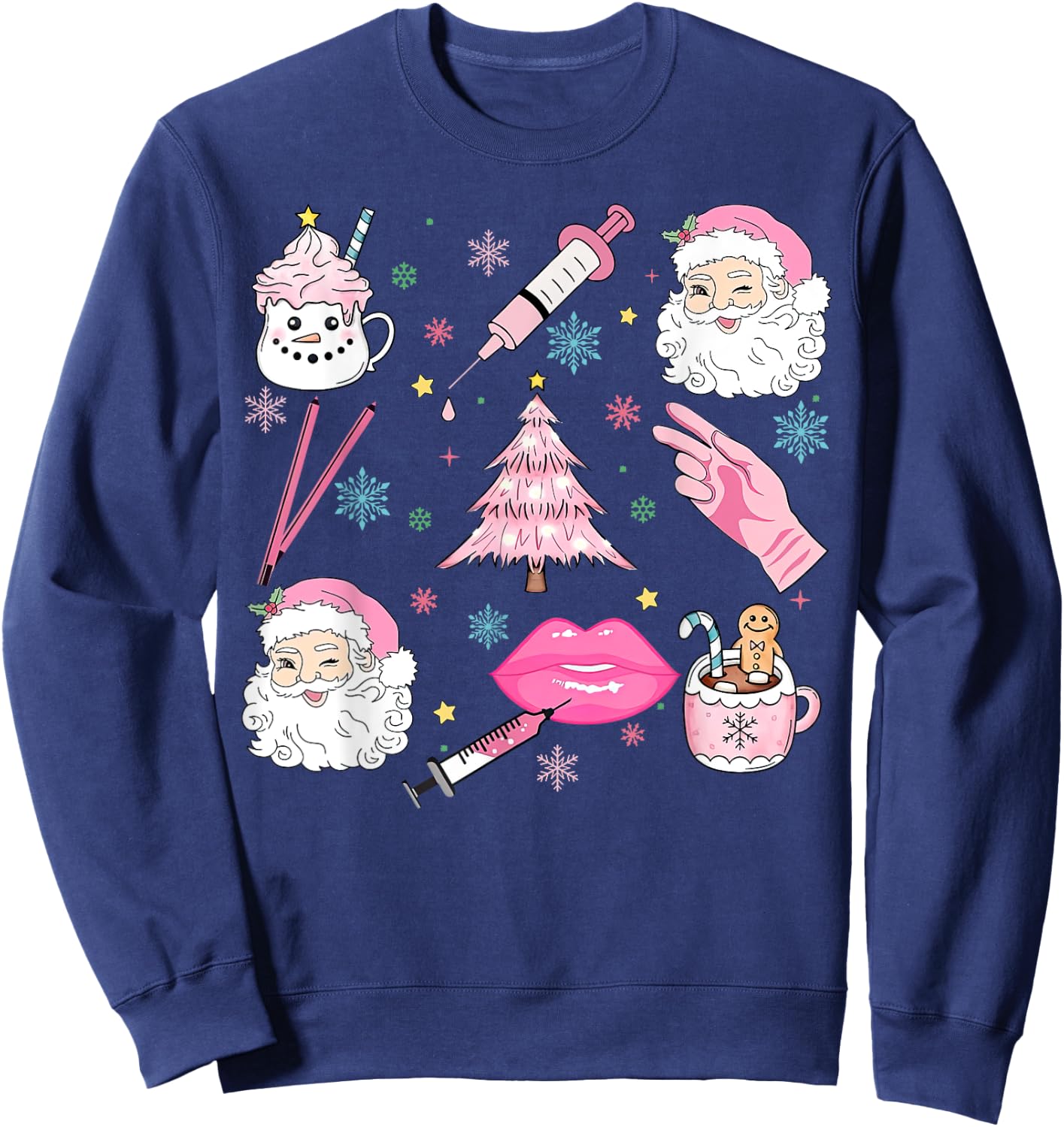 Retro Christmas Botox Dealer Aesthetic Nurse Injector Filler Sweatshirt - Sweatshirt | Navy
