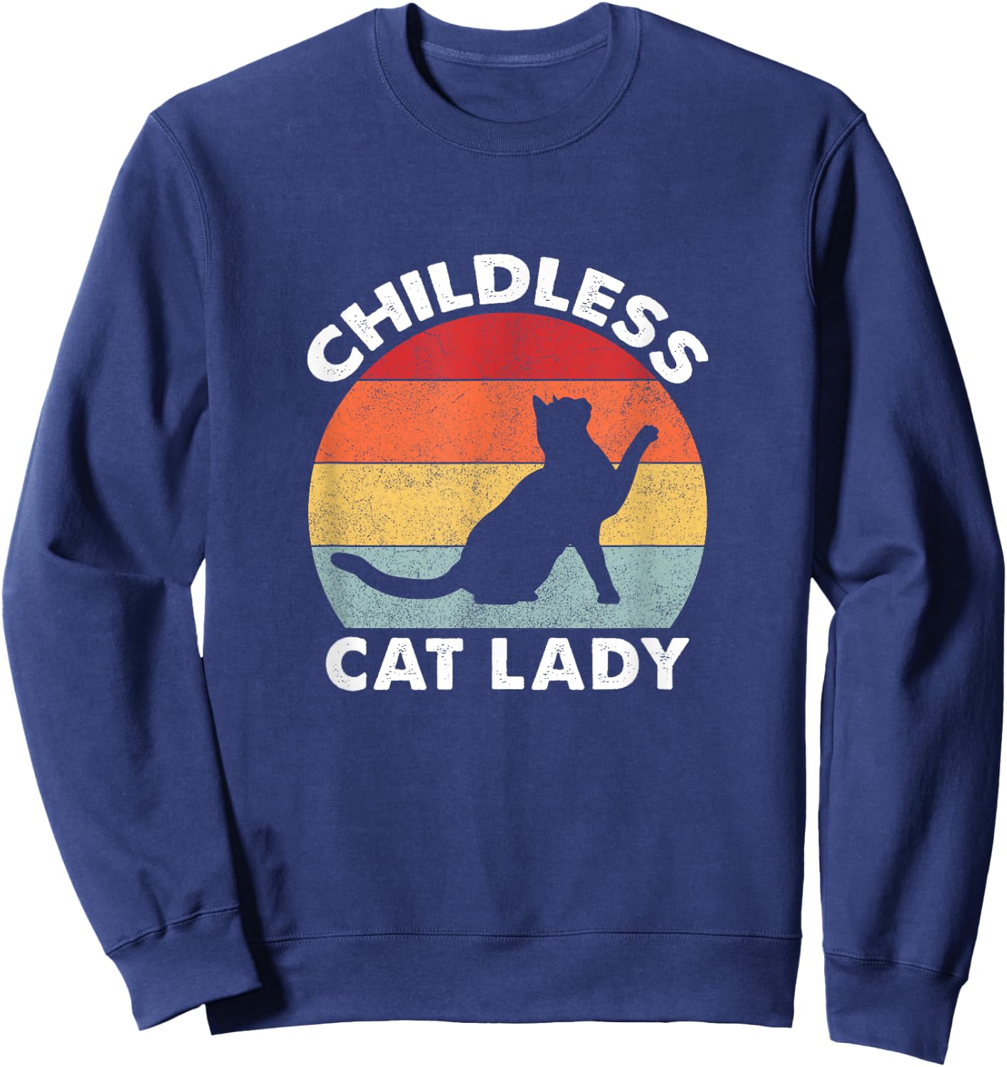Vintage Childless Cat Lady Sweatshirt - Sweatshirt | Navy