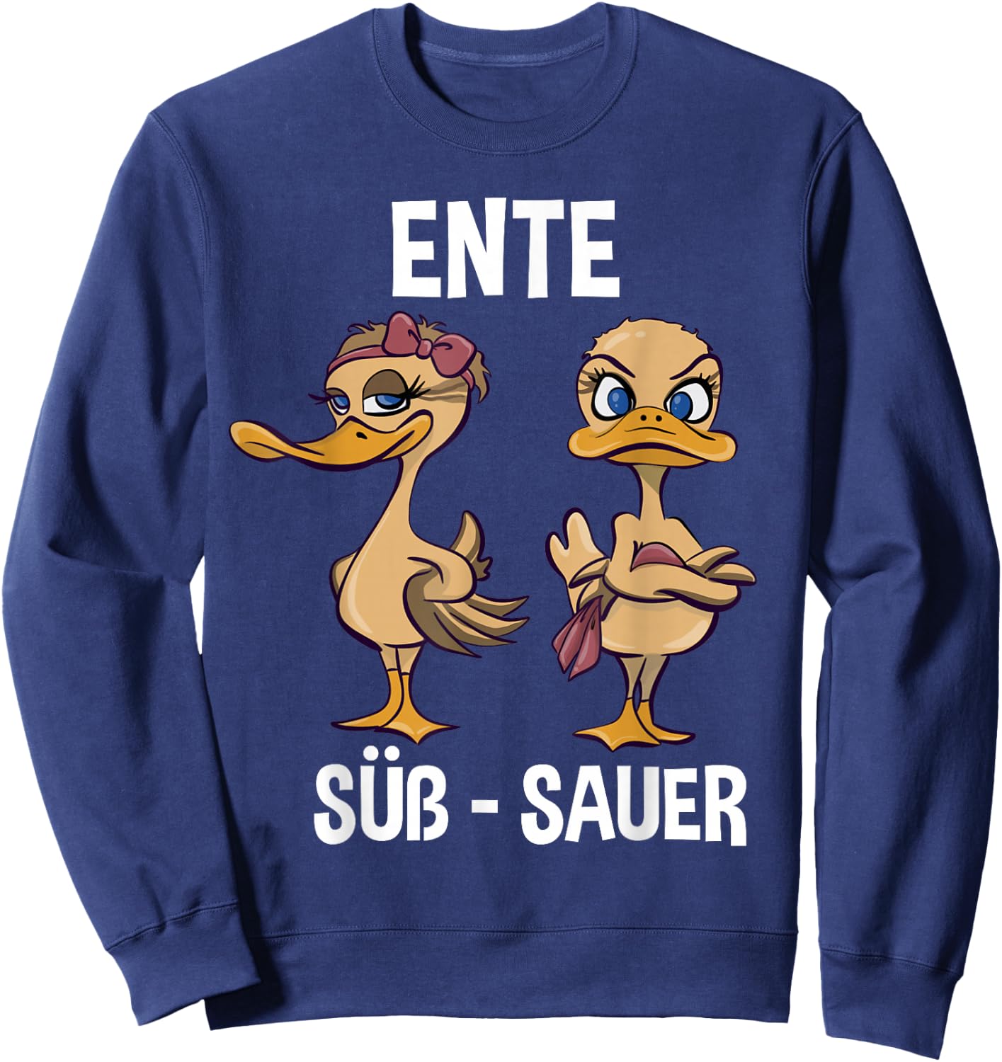 Funny Humour Duck Sweet Sour Ducks Lovers , black, s Sweatshirt - Sweatshirt | Navy