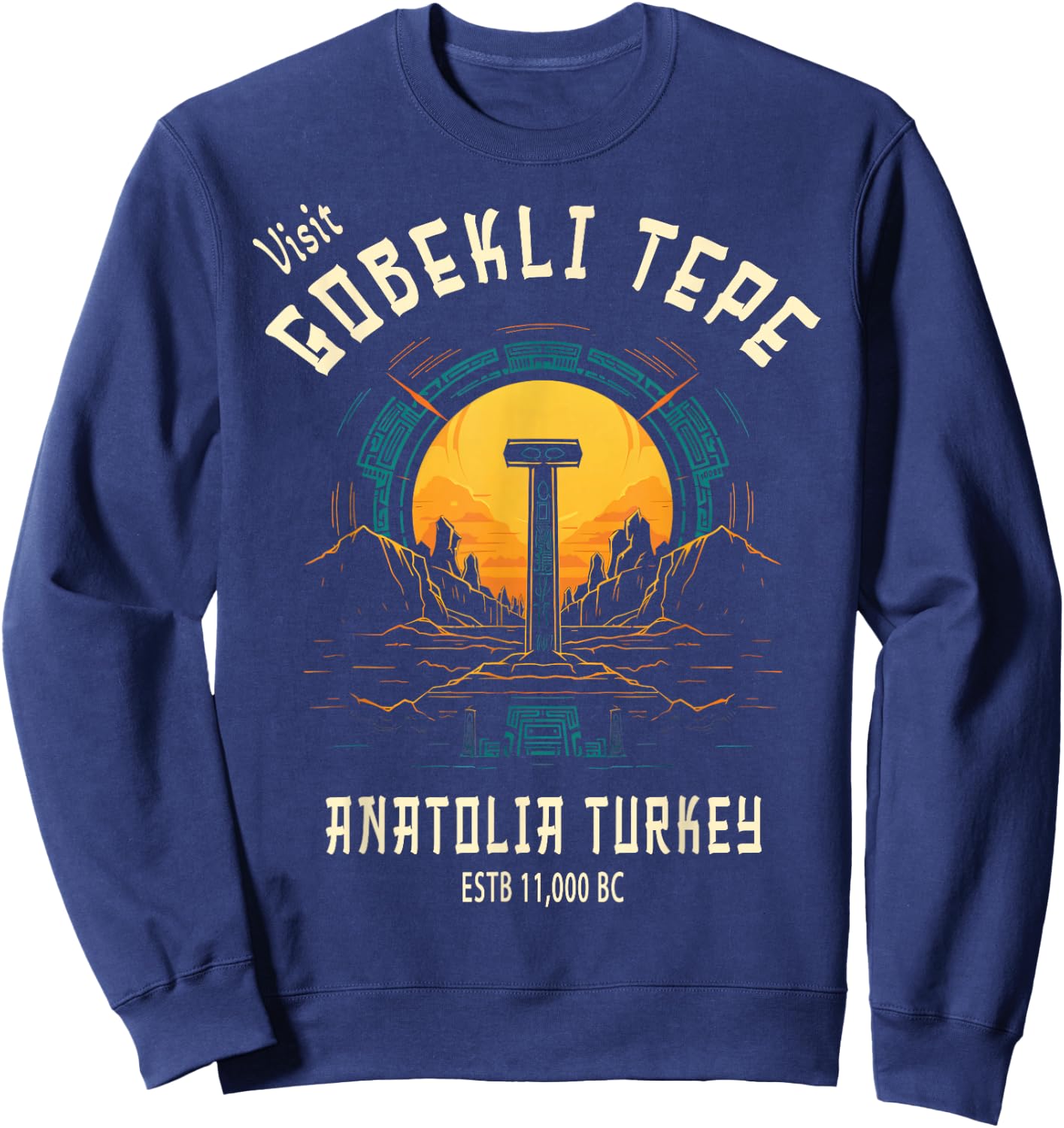 Gobekli Tepe Souvenirs and Memento Store Gobekli Tepe , -Adults, Black, Small, Short Sleeve Sweatshirt - Sweatshirt | Navy