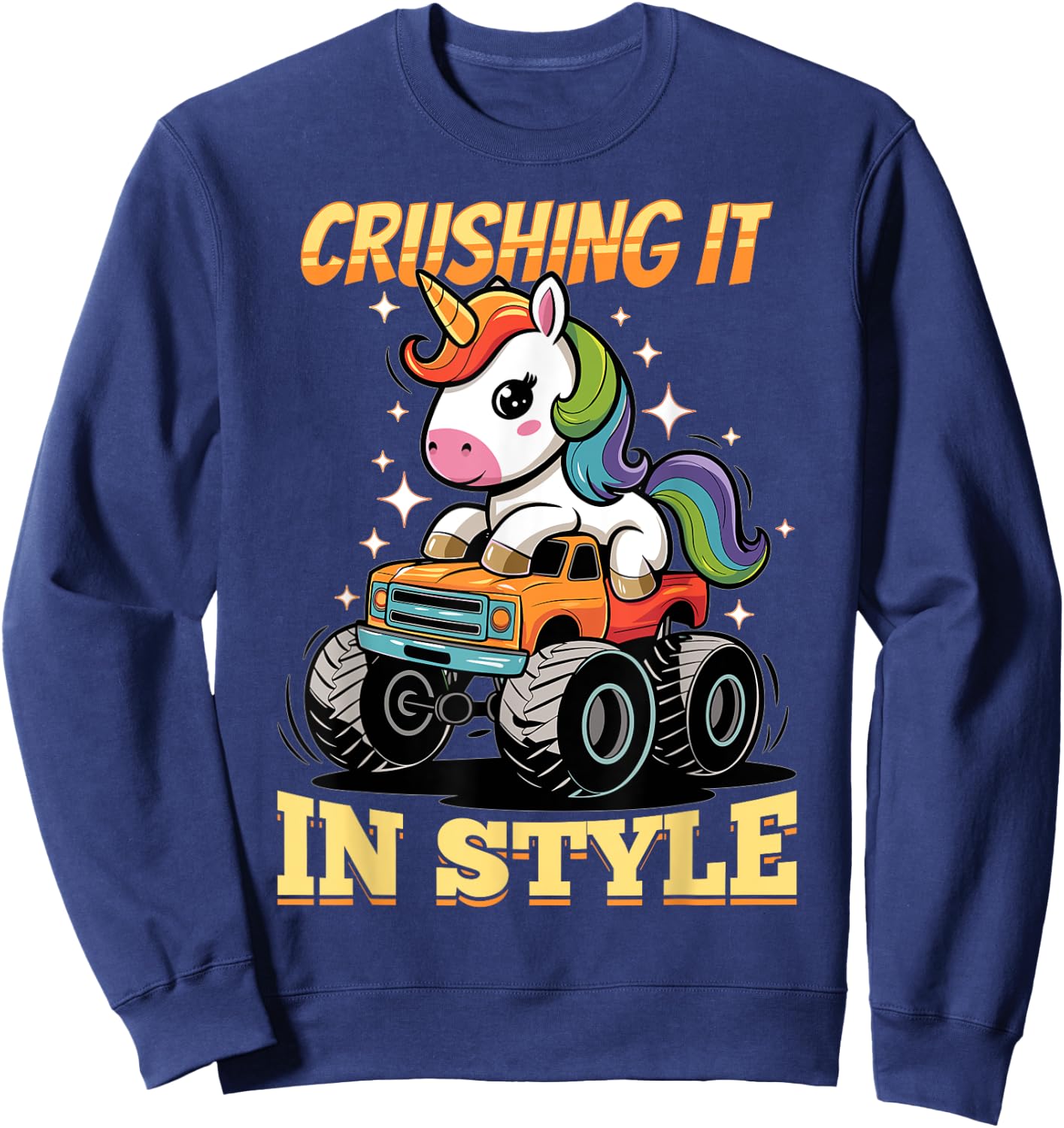 Cute Monster Truck Unicorn Rainbows Sweatshirt - Sweatshirt | Navy