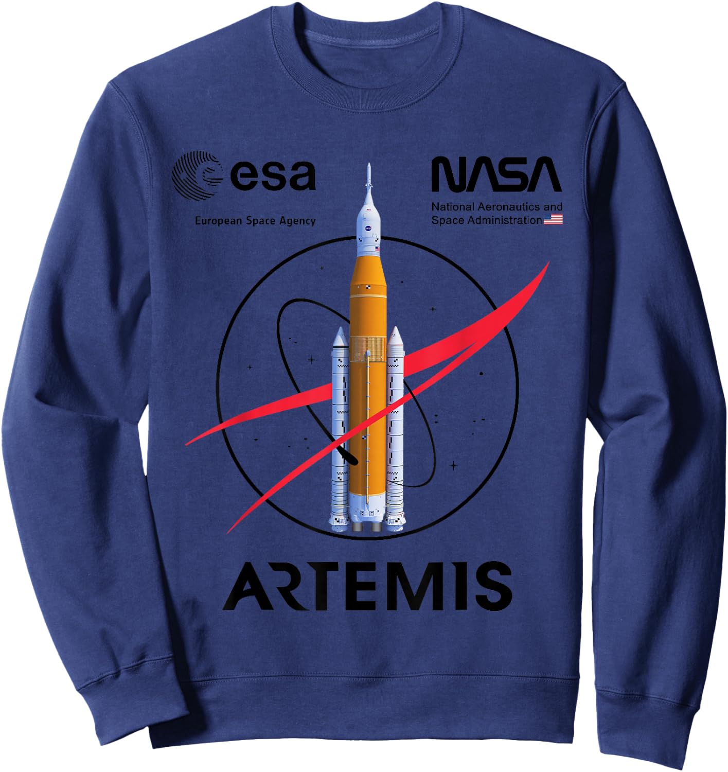 NASA Artemis Mission SLS Worm und ESA Logo Sweatshirt - Sweatshirt | Navy