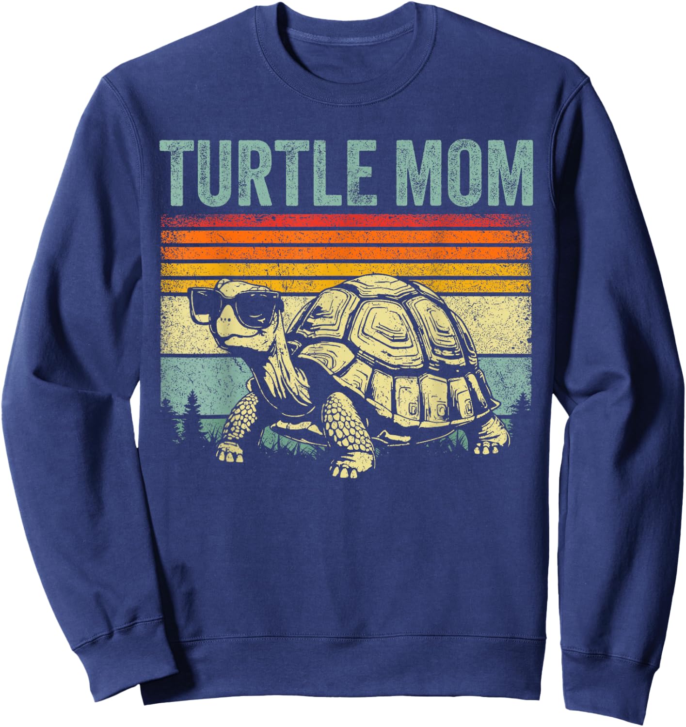Vintage Turtle Mom Turtle Lovers Tortoise Mommy Mother's Day Sweatshirt - Sweatshirt | Navy