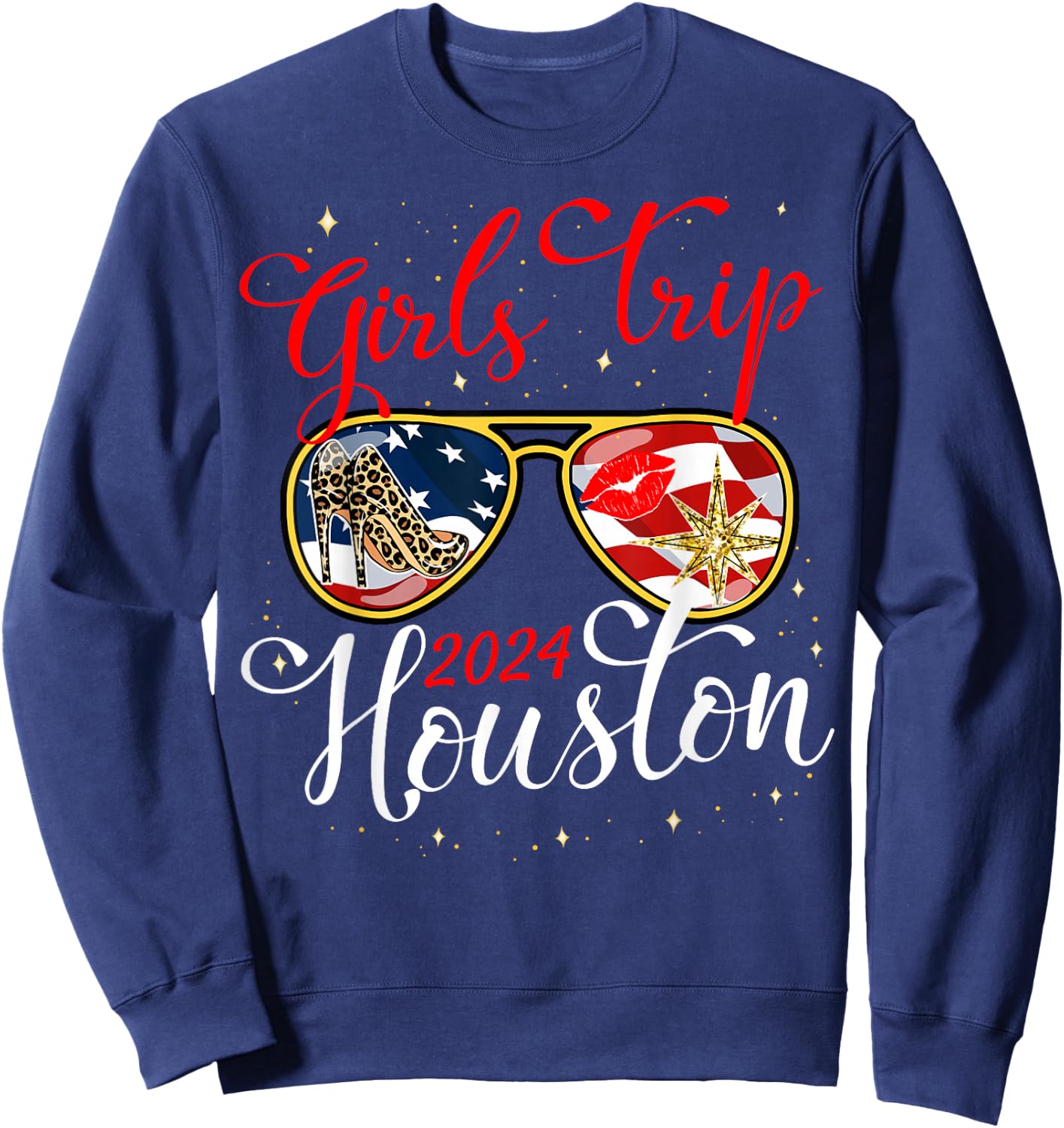 Girls Trip Houston 2024 Shirts Women Weekend Birthday Squad Sweatshirt - Sweatshirt | Navy