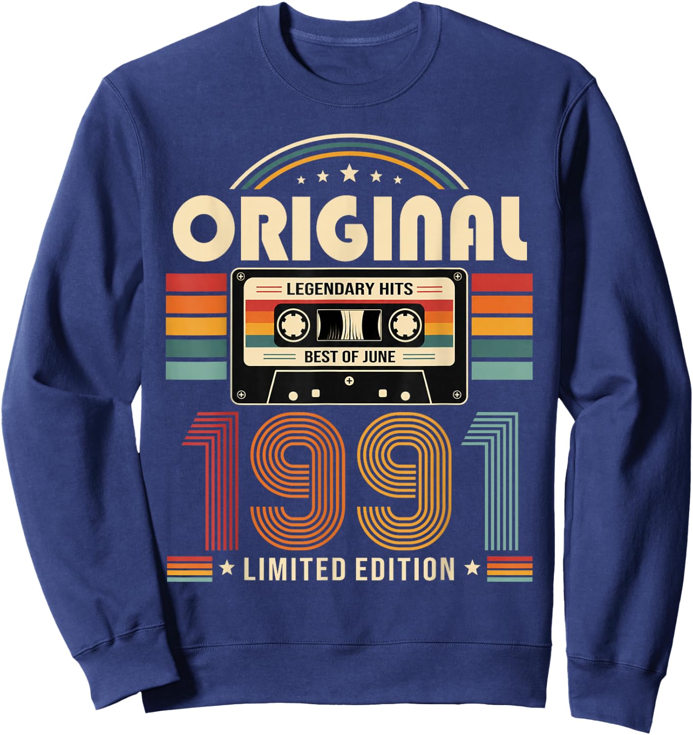 35e Anniversaire Cadeau Homme Juin 1991 Cassette Sweatshirt - Sweatshirt | Navy