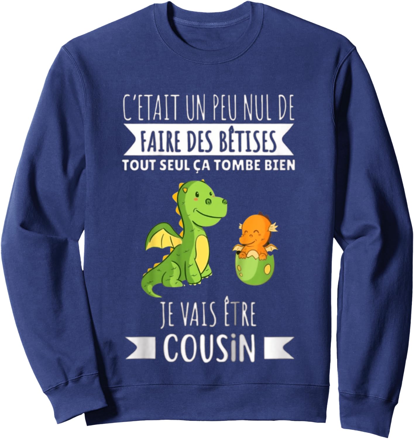 Enfant Future Cousin 2025 Je Vais Etre Cousin , Black, 2 Sweatshirt - Sweatshirt | Navy