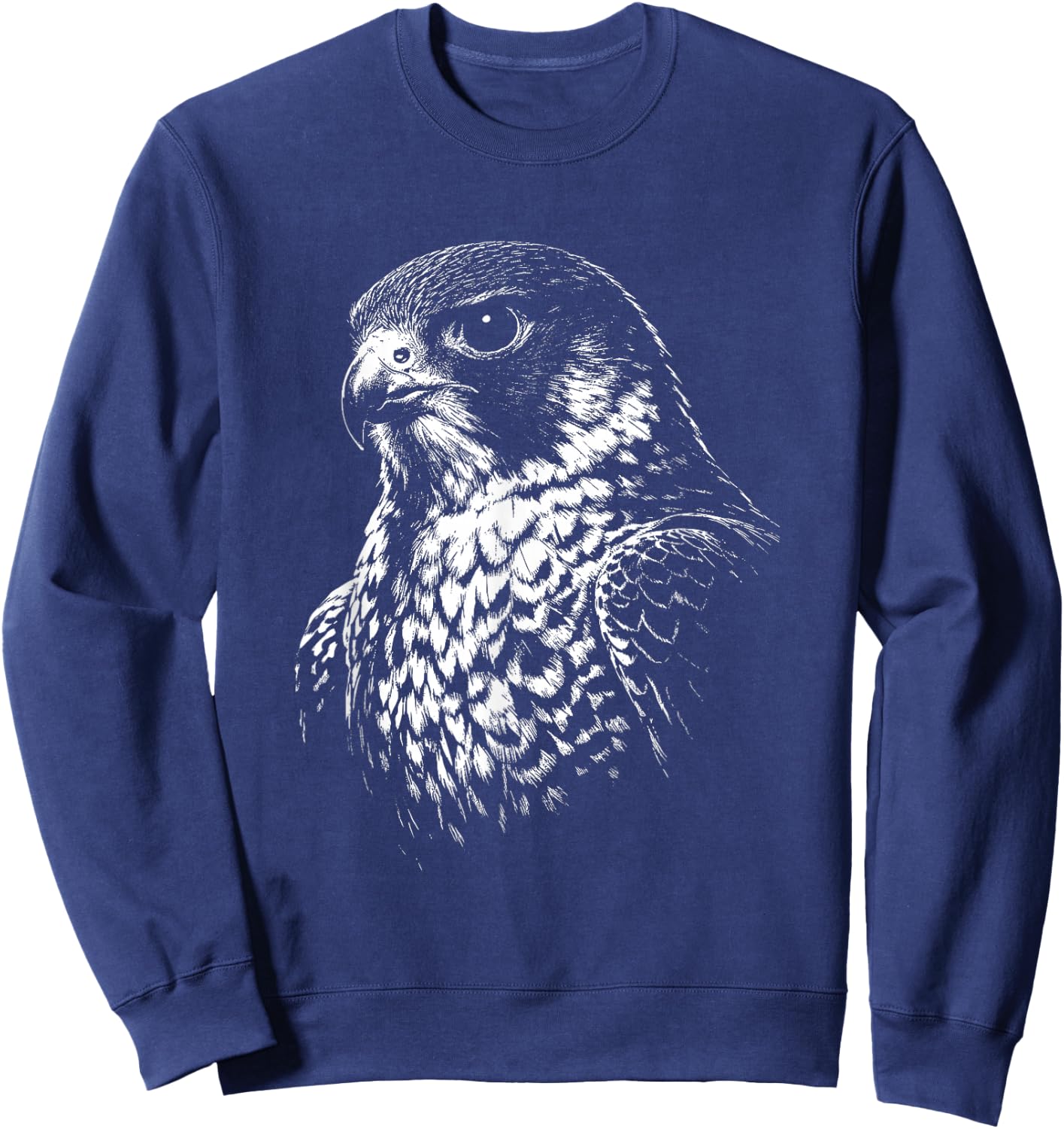 Falcon Portrait Black and White Animal Lover Sweatshirt - Sweatshirt | Navy