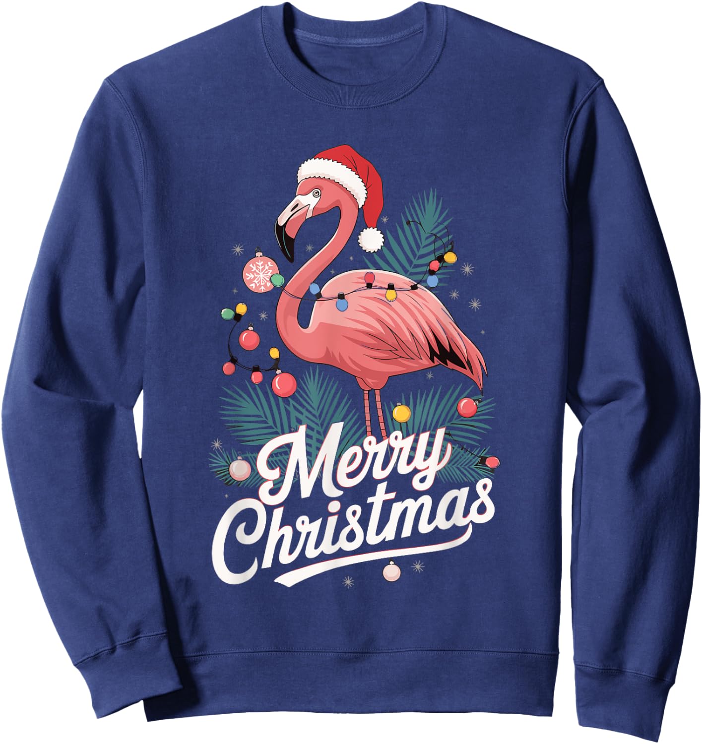 Merry Christmas Christmas Flamingo Sweatshirt - Sweatshirt | Navy