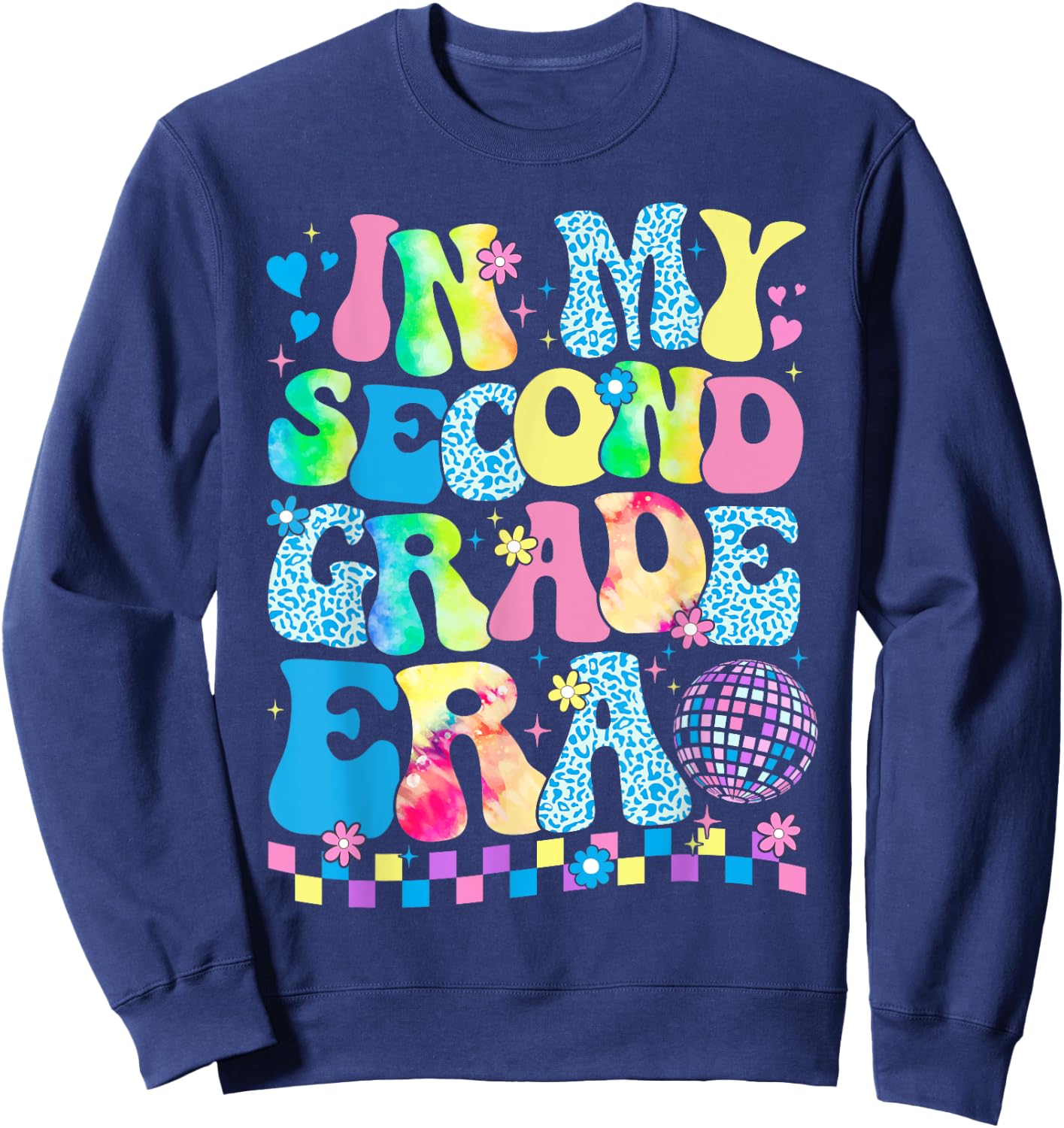 In My Second Grade Era Groovy Back To School Teachers Kids Sweatshirt - Sweatshirt | Navy
