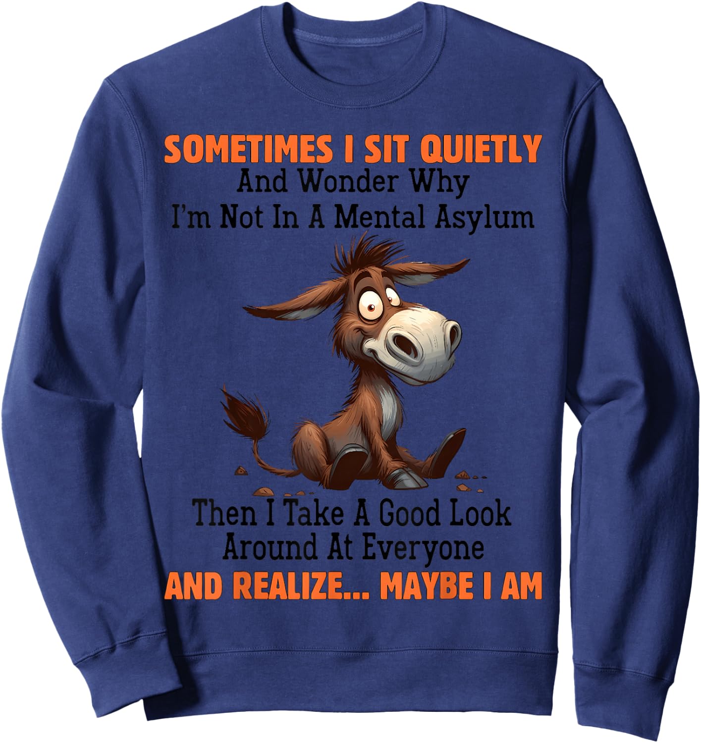 Sometimes I sit Quietly and Wonder why I'm not in Mental Sweatshirt - Sweatshirt | Navy