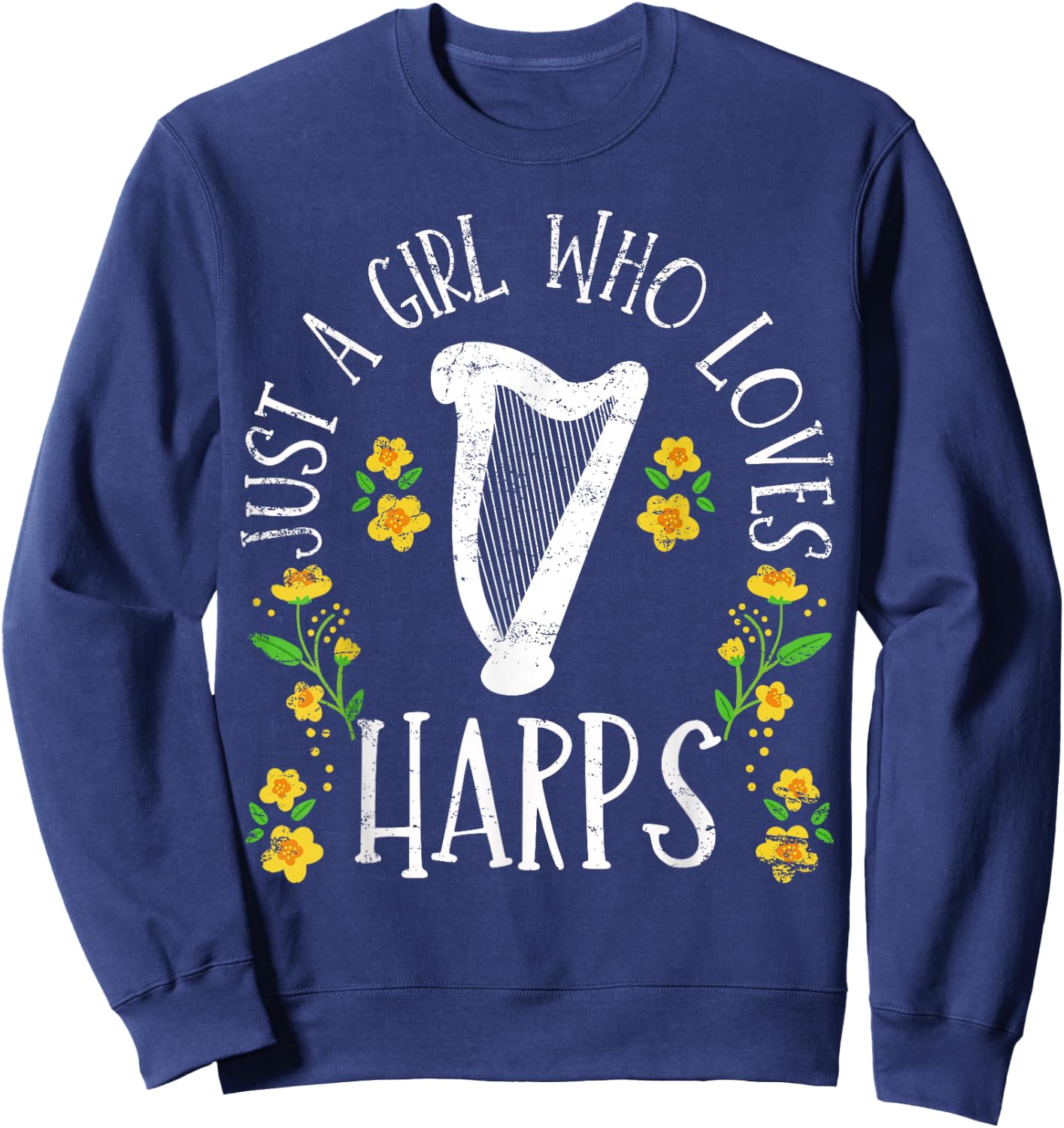 Harp Harpist Girl Cute Sweatshirt - Sweatshirt | Navy