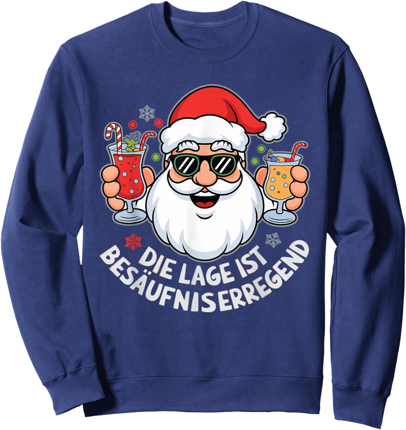 with German Text "Die Lage Ist Besäufniserregend Christmas", black Sweatshirt - Sweatshirt | Navy