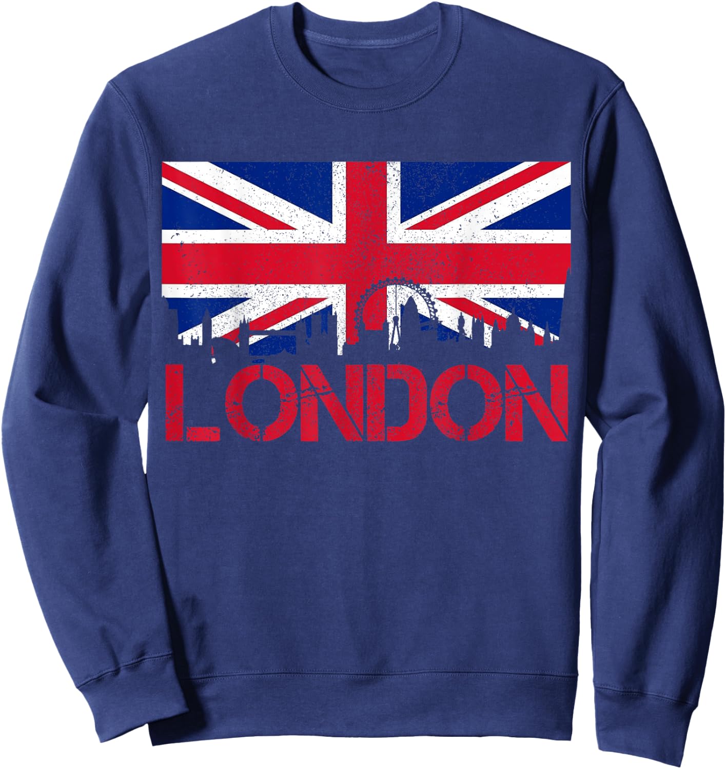 London Skyline UK England Union Jack Sweatshirt - Sweatshirt | Navy