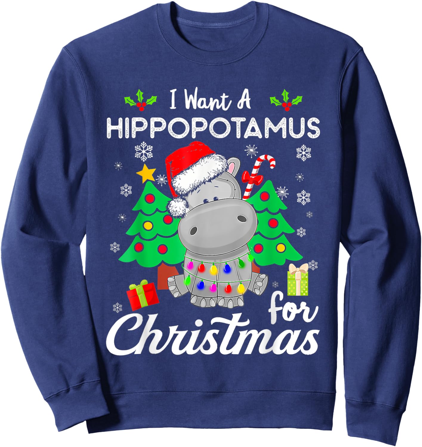 I Want A Hippopotamus For Christmas Xmas Hippo for Kid Women Sweatshirt - Sweatshirt | Navy