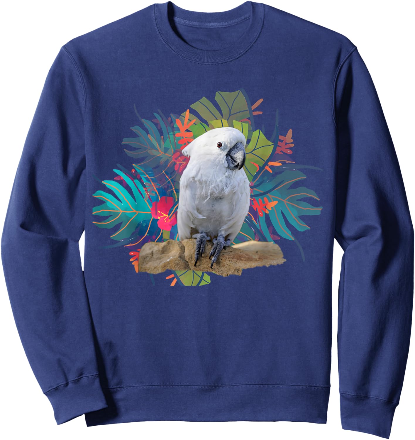 Flowers and Umbrella Cockatoo Sweatshirt - Sweatshirt | Navy