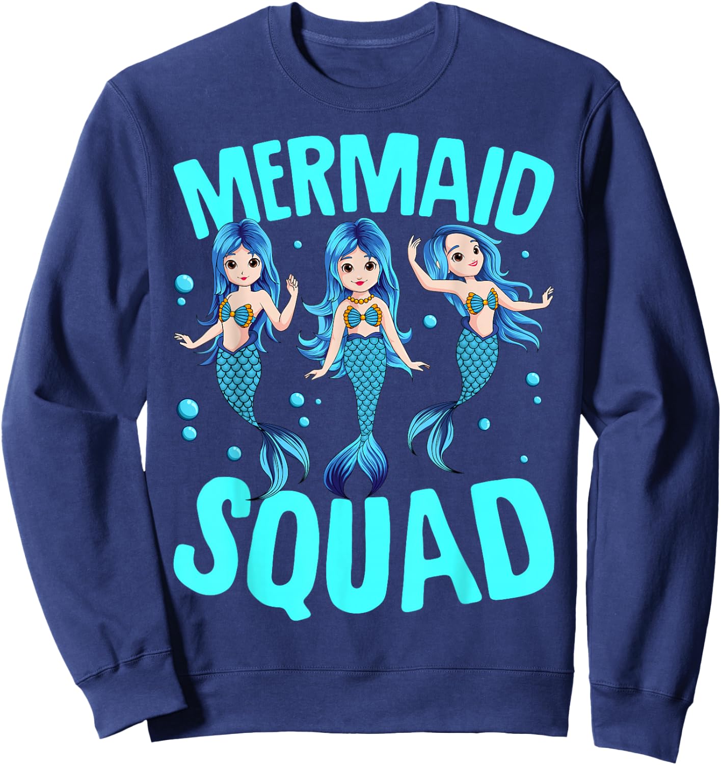 Mermaid Squad Birthday Matching Women Kids Sweatshirt - Sweatshirt | Navy