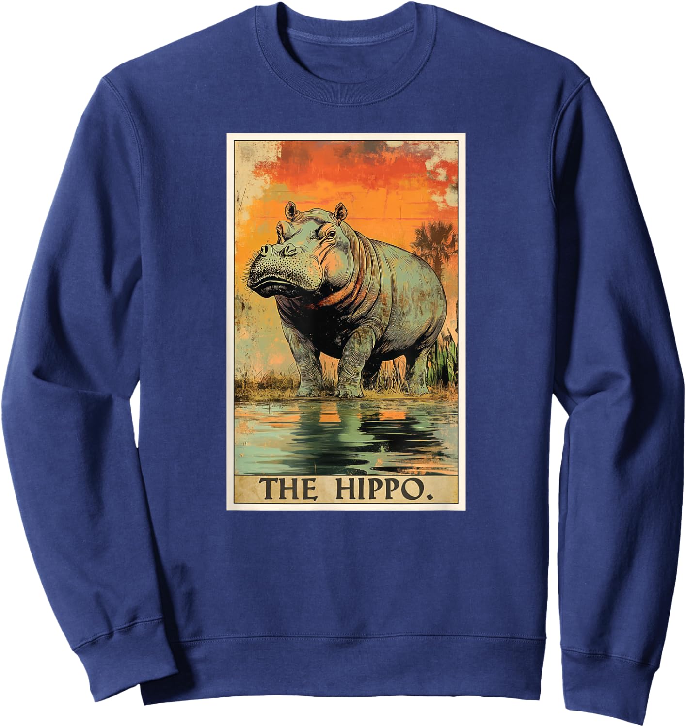 Hippo Tarot Card Hippos Hippo Sweatshirt - Sweatshirt | Navy