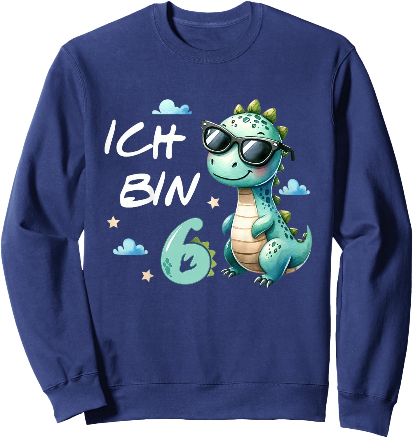 Children's 6th Birthday Boy Girl Gifts 6 Years Old Cool Dino , black Sweatshirt - Sweatshirt | Navy