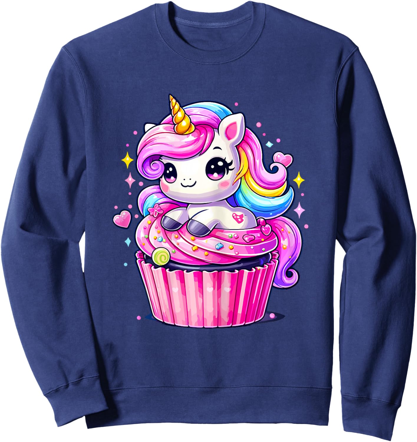 cute Unicorn Cupcake Unicorn Party Family Sweatshirt - Sweatshirt | Navy