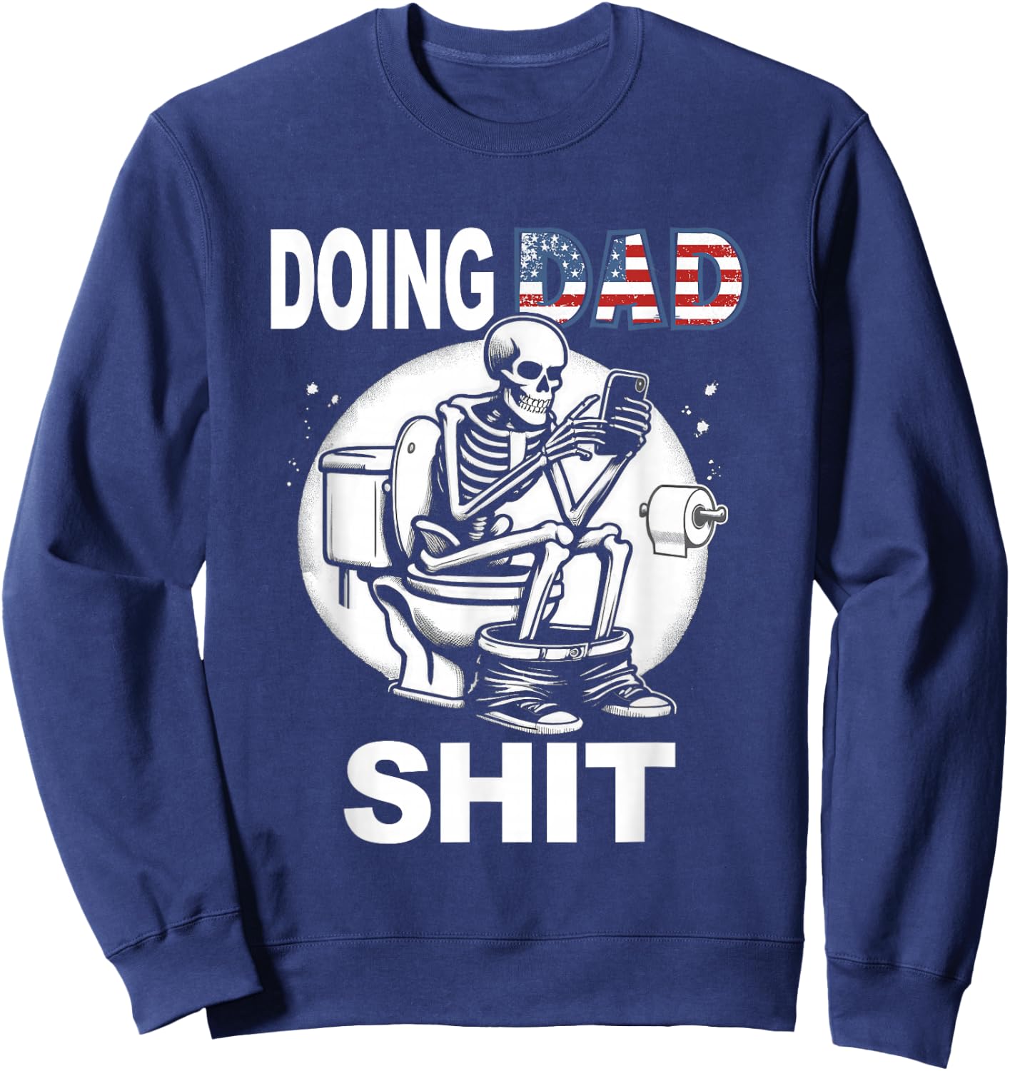 Doing Hot Dad Shit US Vintage Skeleton Sweatshirt - Sweatshirt | Navy