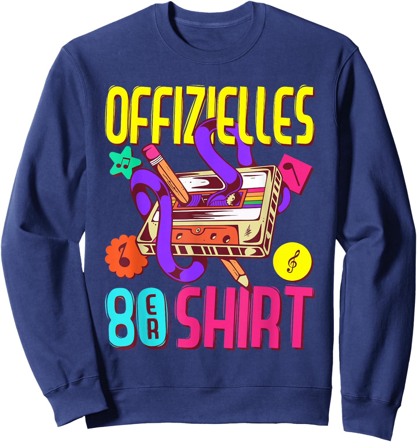 80s Outfit Women's Men's Theme Party | Official 80s , black Sweatshirt - Sweatshirt | Navy