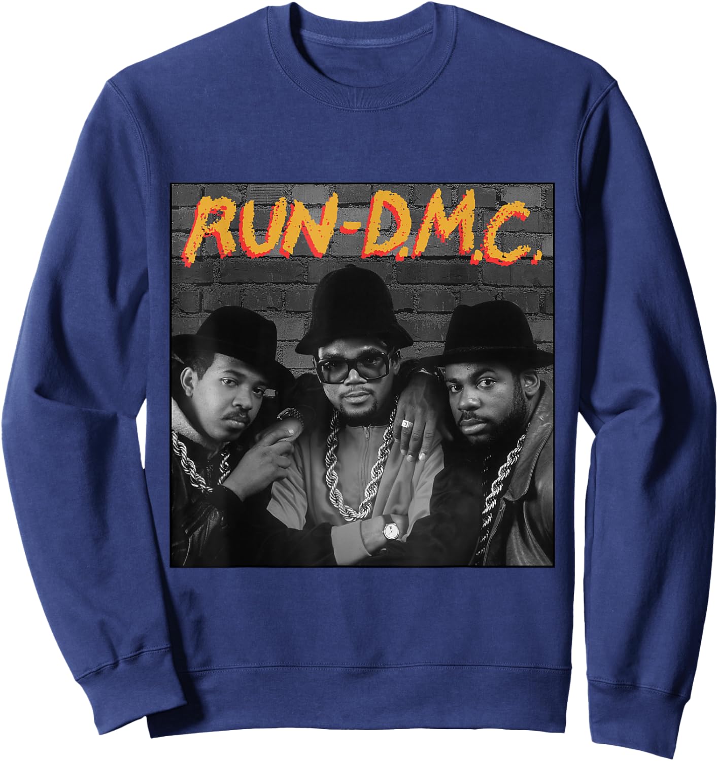 RUN DMC Official Merchandise -Adults Black Classic Fit Sweatshirt - Sweatshirt | Navy