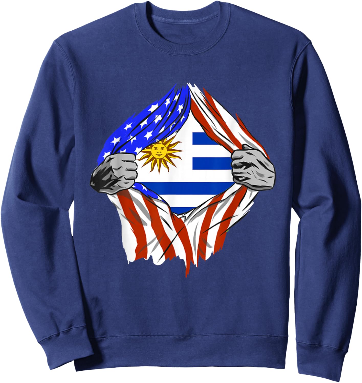 Uruguay Flag Chest USA Uruguayan Pride Uruguayan Roots Sweatshirt - Sweatshirt | Navy