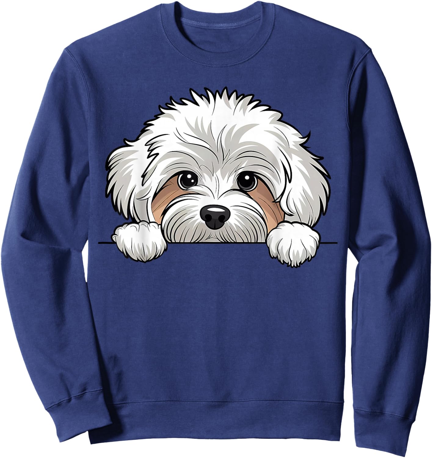 Cute Maltipoo Peeking Pocket Puppy Funny Dog Lover Sweatshirt - Sweatshirt | Navy