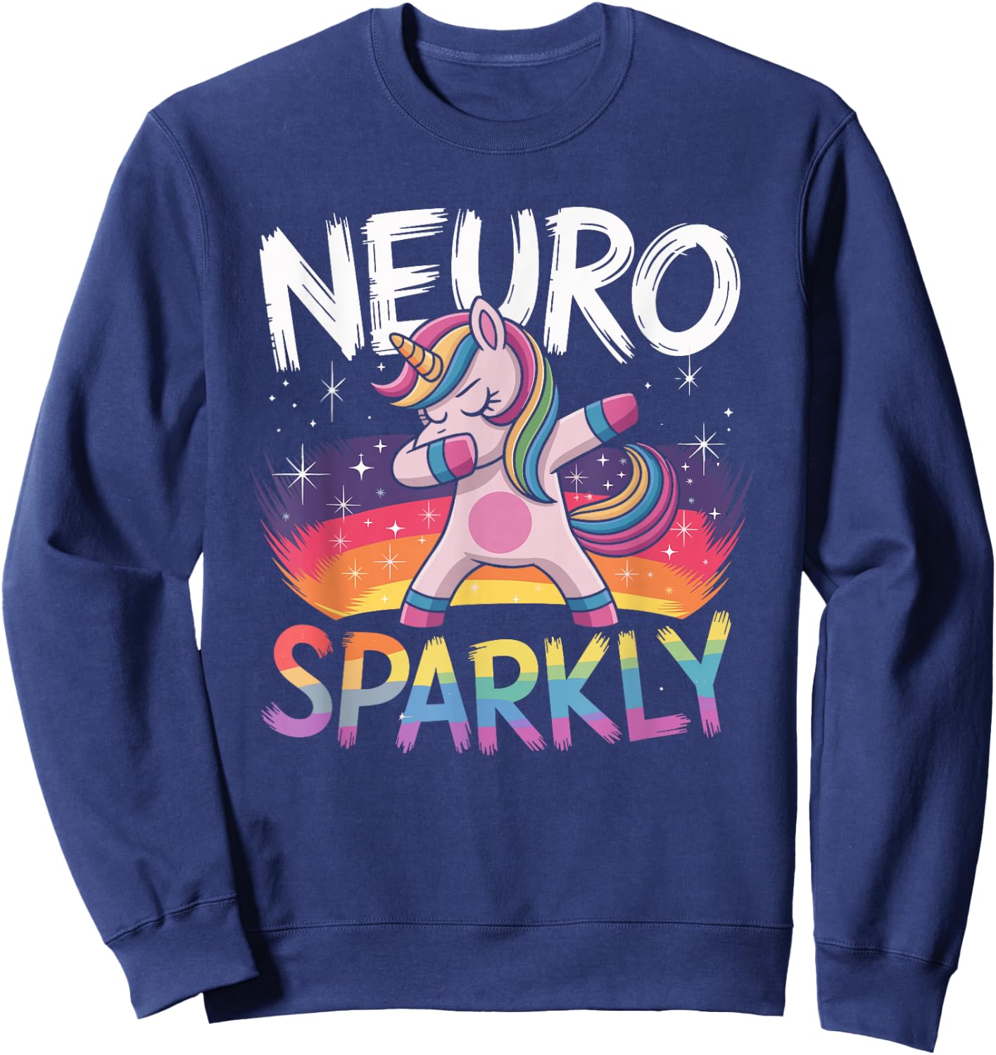 Neurodivergent Neurosparkly Neurodivergence Unicorn ADHD Sweatshirt - Sweatshirt | Navy