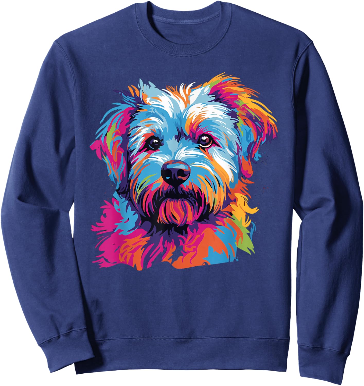 Watercolor Colorful Dandie Dinmont Terrier Dog Sweatshirt - Sweatshirt | Navy