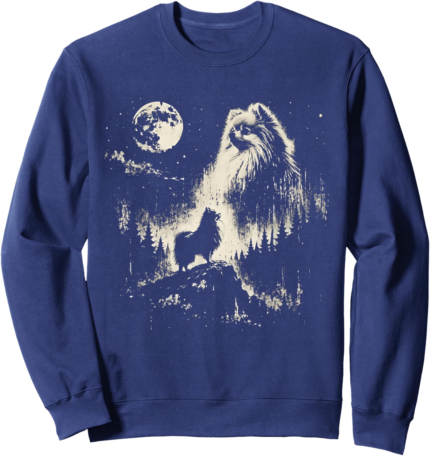 Pomeranian Howling at the Moon Sweatshirt - Sweatshirt | Navy