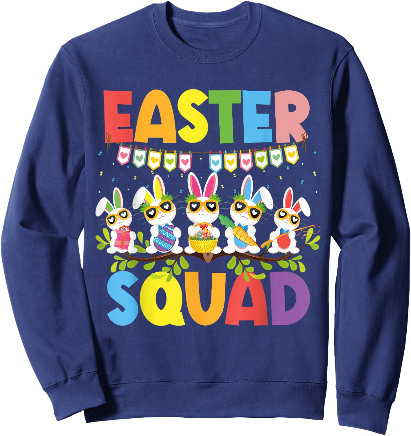 Easter Squad Bunnies Rabbit Happy Easter Day Family Matching Sweatshirt - Sweatshirt | Navy