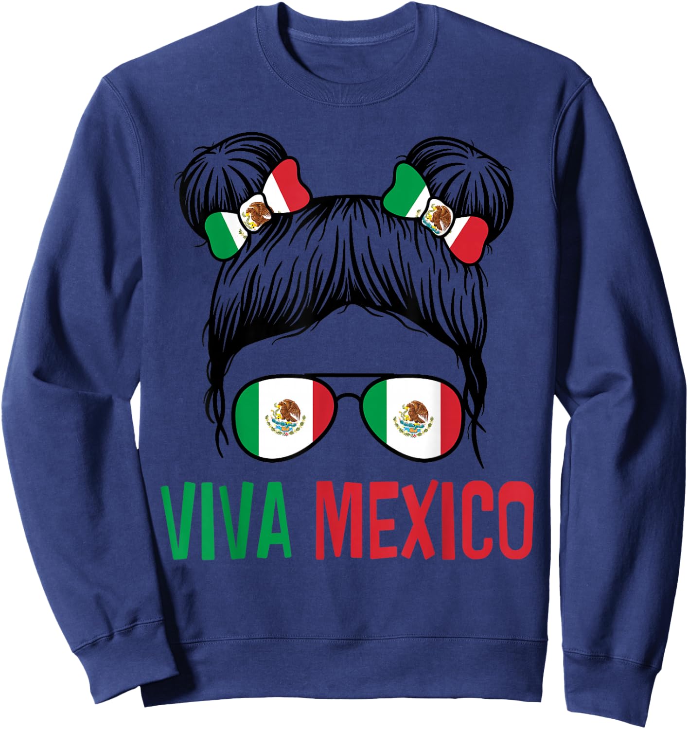 Viva Mexico Shirt Kids Girls Independence Day Mexican Flag Sweatshirt - Sweatshirt | Navy
