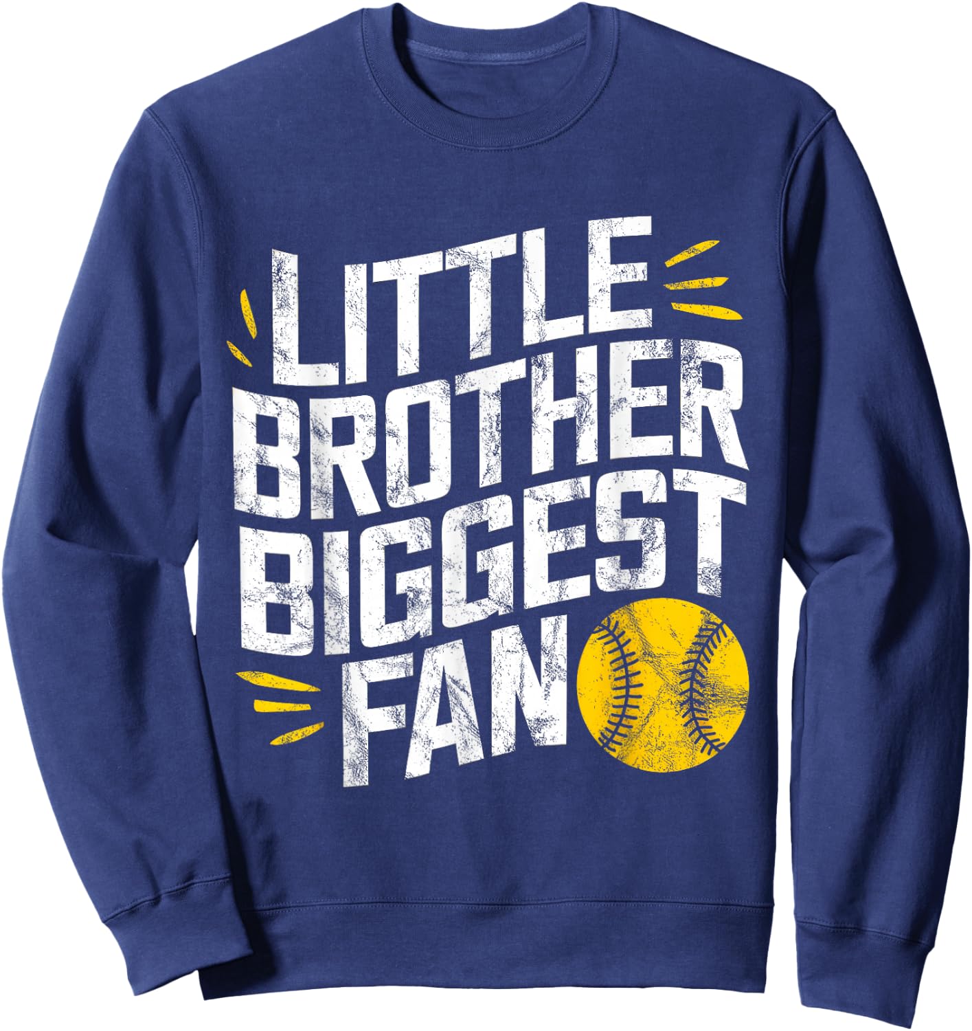 Little Brother Biggest Fan Softball Baseball Boys Funny Sweatshirt - Sweatshirt | Navy